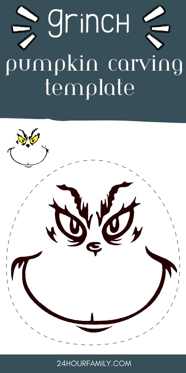 Grinch Pumpkin Carving Template (Free Printable) regarding Grinch Pumpkin Stencil Printable