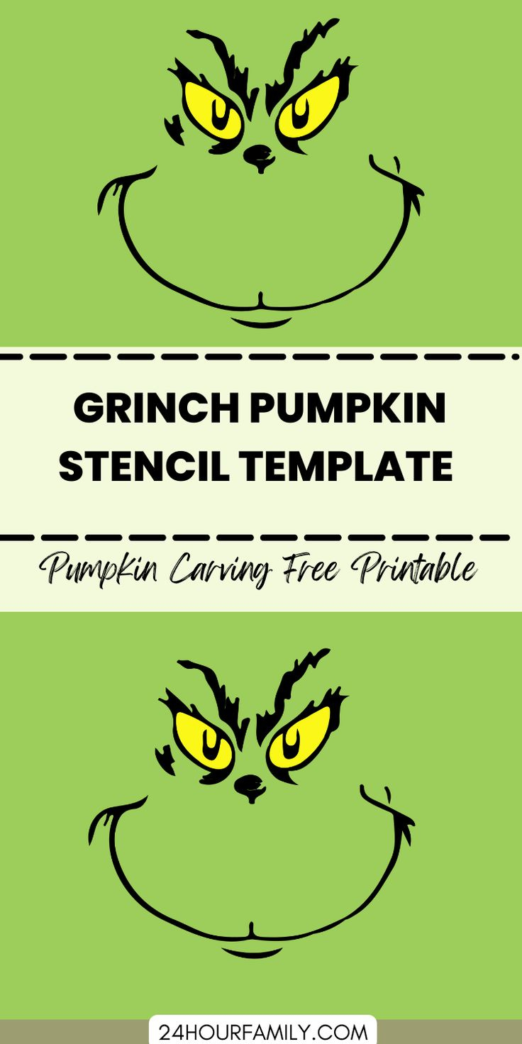 Grinch Pumpkin Carving Template (Free Printable) with Grinch Pumpkin Stencil Printable