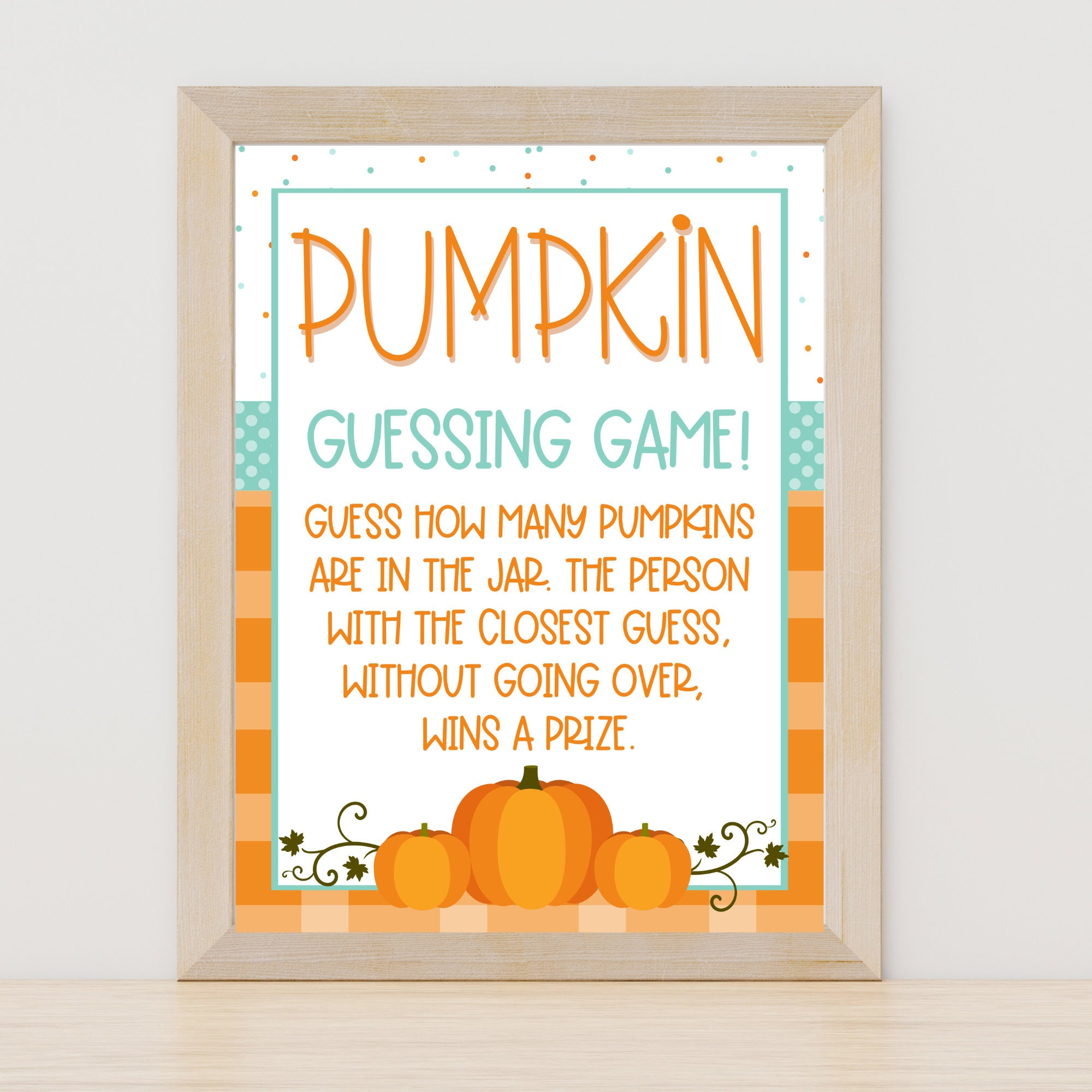 Guess The Pumpkins Game: Halloween Harvest Party (Instant Download with Guess How Many Pumpkins Are In The Jar Free Printable