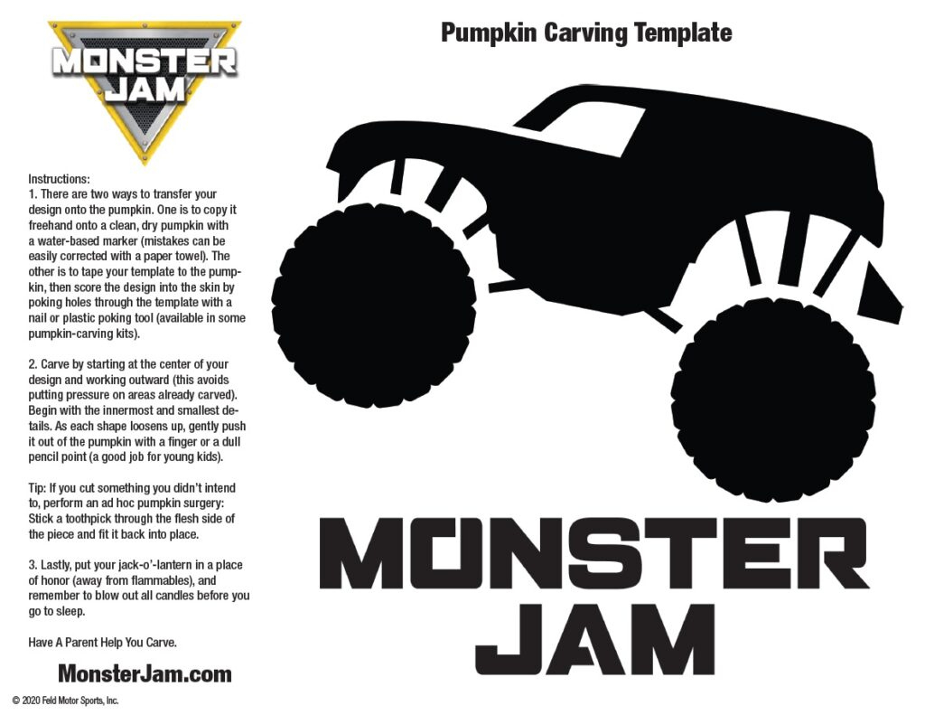 Halloween | Monster Jam® in Printable Truck Pumpkin Stencil