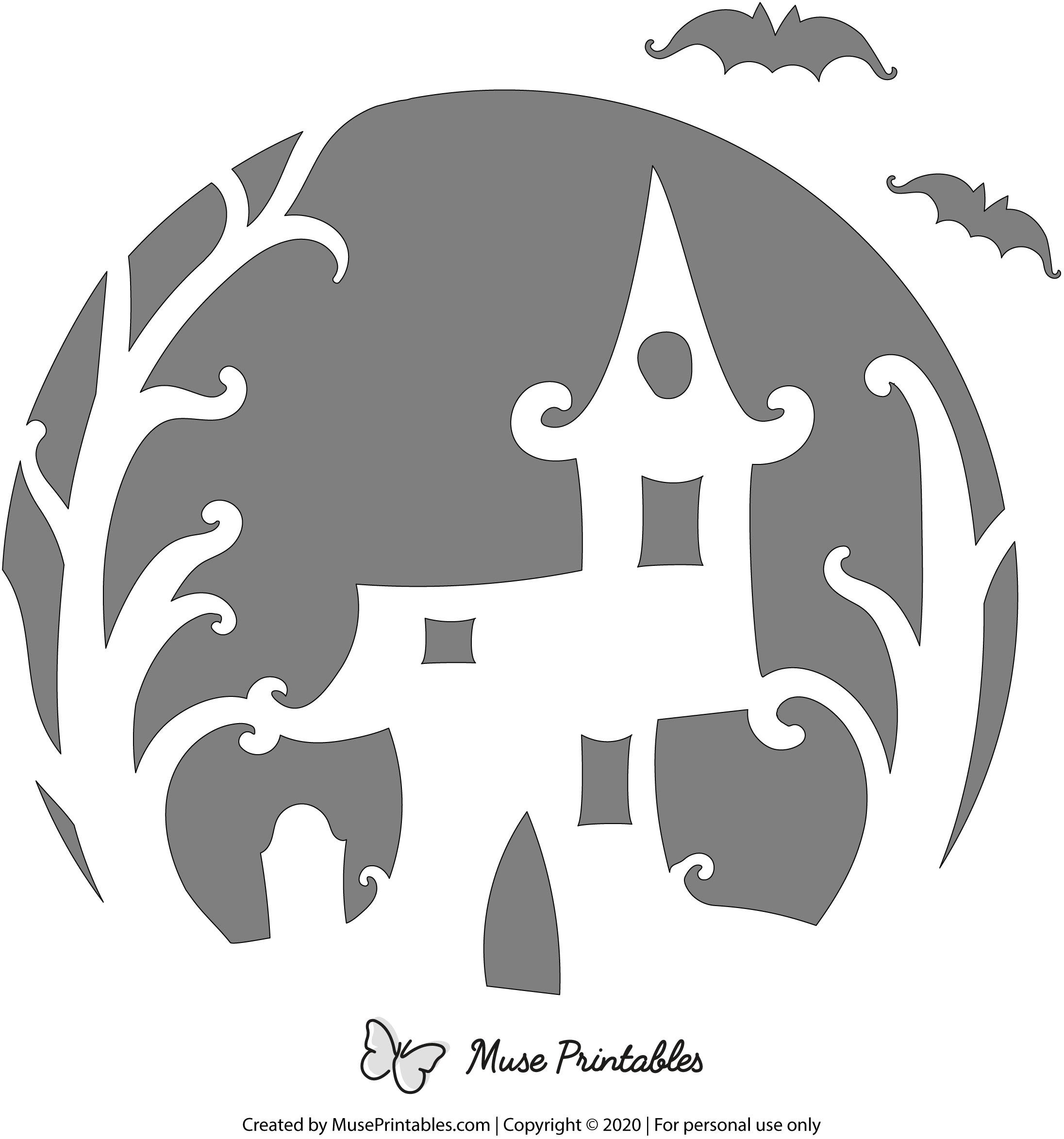 Haunted House (Free Pumpkin Stencil - Pumpkin Pattern - Pumpkin in Haunted House Pumpkin Stencil Printable