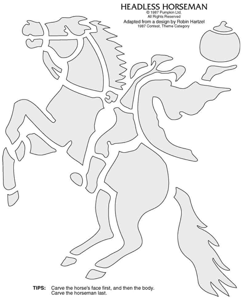 Headless Horseman Pumpkin Stencil pertaining to Free Printable Headless Horseman Pumpkin Carving