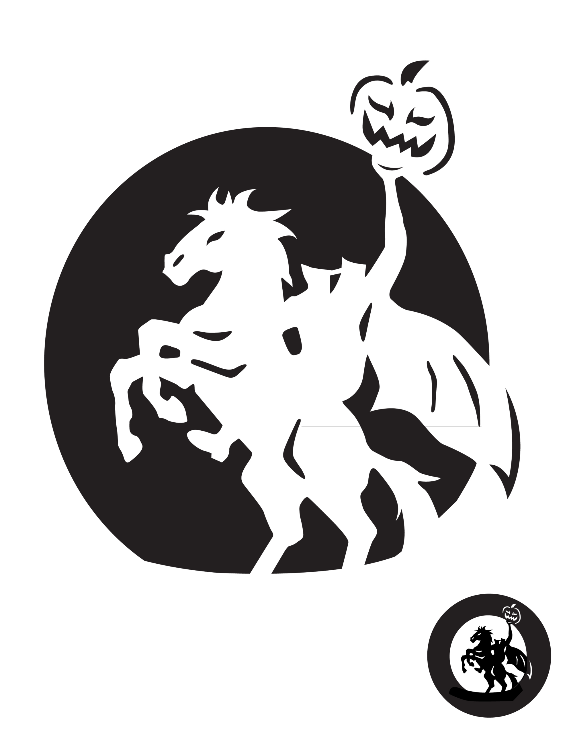 Headless Horseman (Pumpkin Stencil - Pumpkin Pattern - Pumpkin regarding Free Printable Headless Horseman Pumpkin Carving