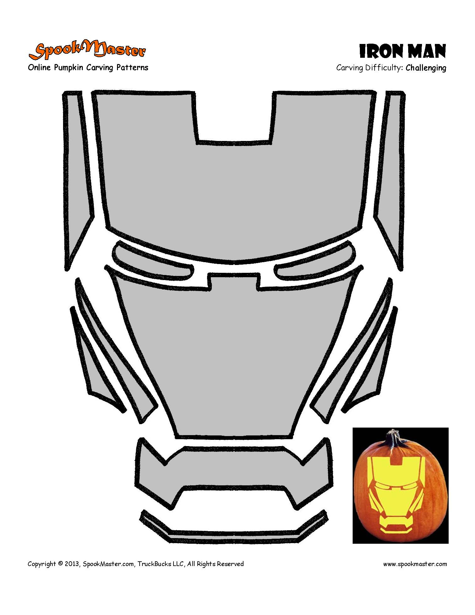 Iron Man (Pumpkin Stencil - Pumpkin Pattern - Pumpkin Template pertaining to Iron Man Pumpkin Stencil Printable