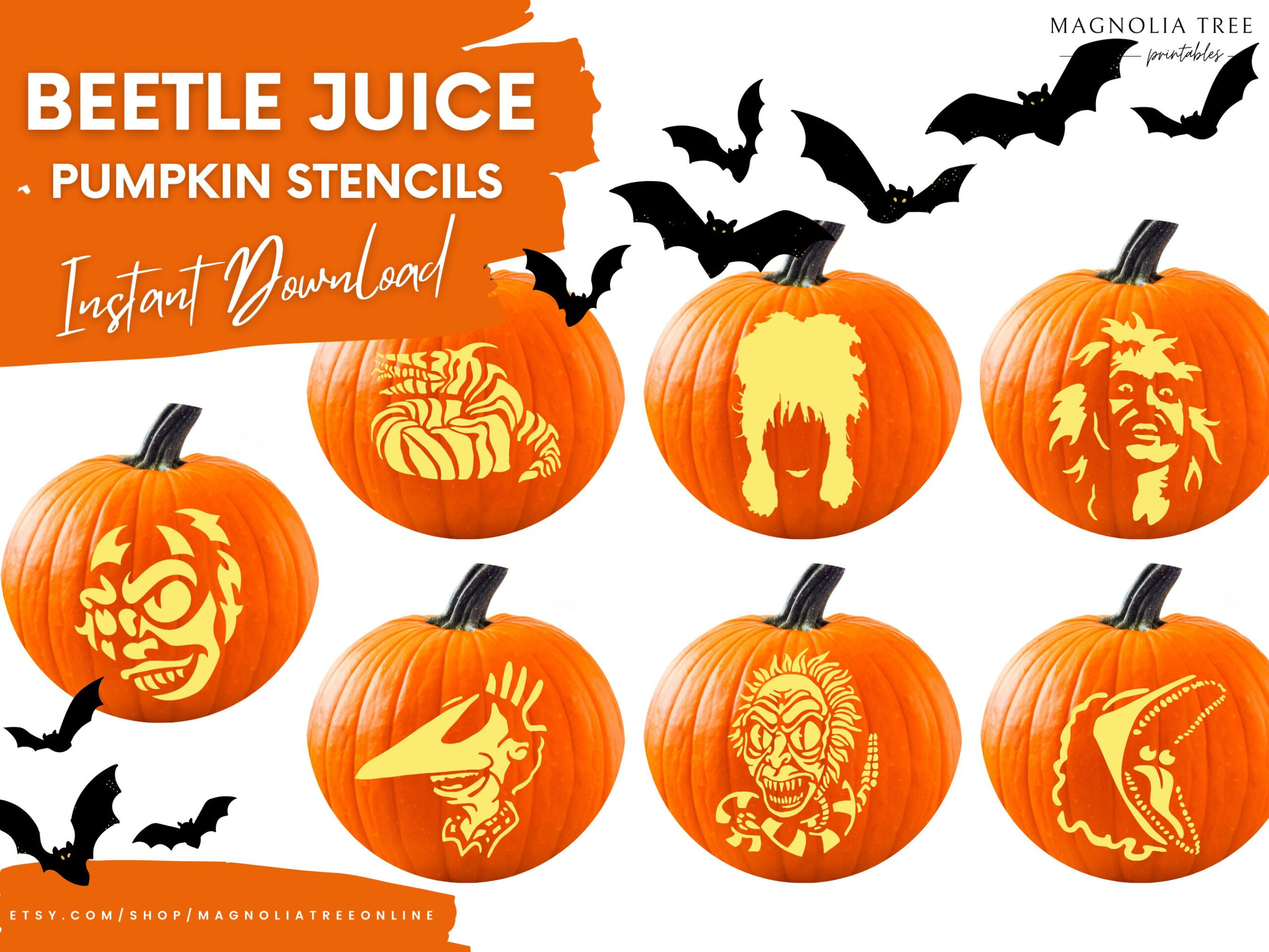 Jack-O-Lantern Stencils | Beetlejuice Digital Download Printable inside Beetlejuice Pumpkin Stencil Printable