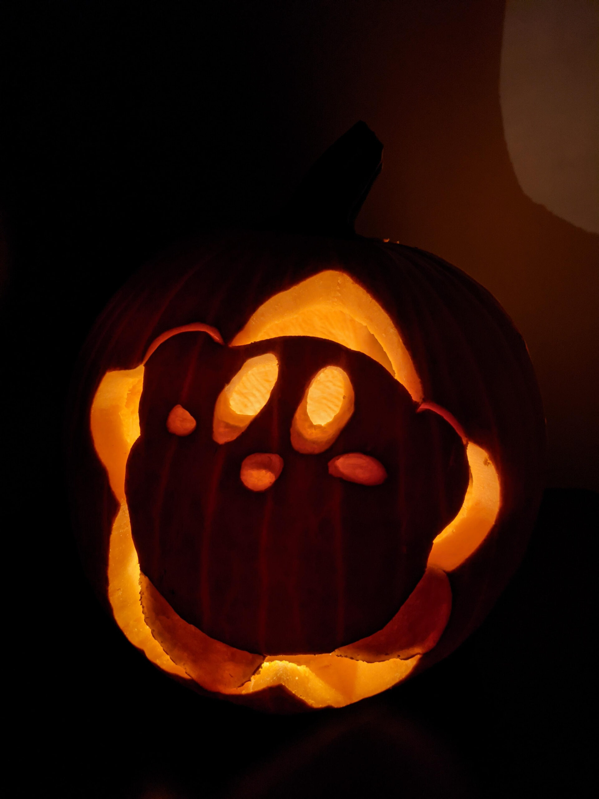 Kirby Jack O Lantern I Did Tonight! It'S Officially Spooky Season regarding Kirby Pumpkin Stencil Printable