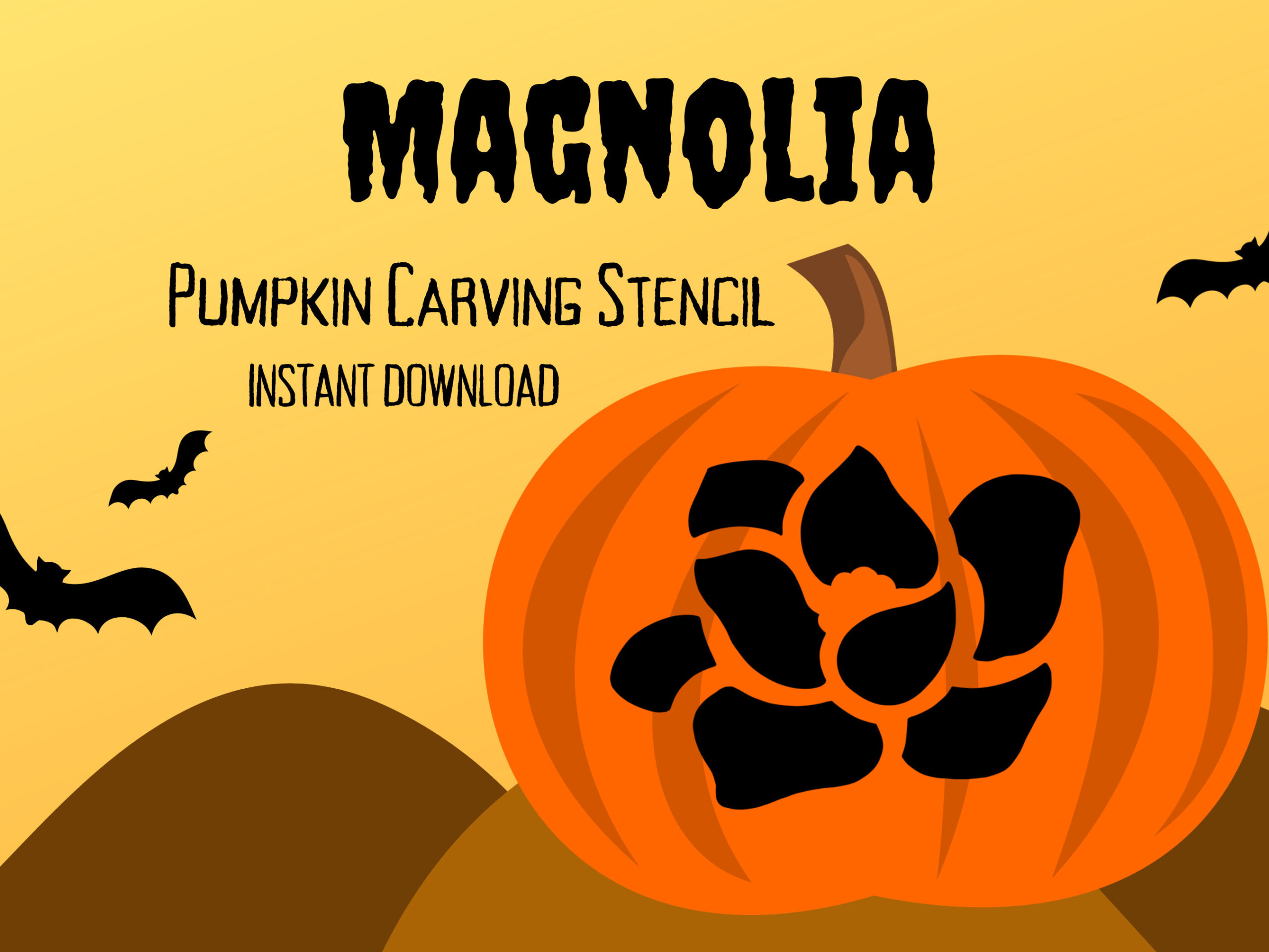 Magnolia Pumpkin Carving Stencil | 2 Unique Halloween Jack O for Printable Flower Pumpkin Stencils