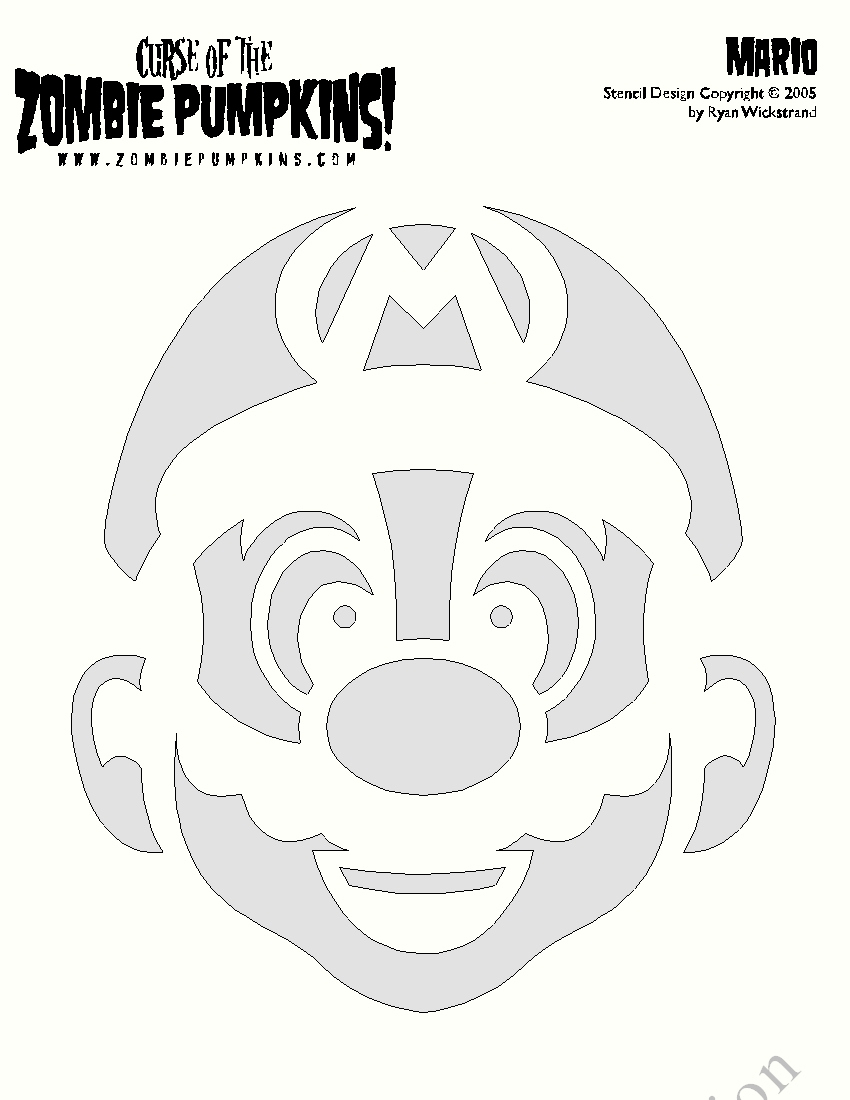 Mario Bros. - Mario (Pumpkin Stencil - Pumpkin Pattern - Pumpkin throughout Super Mario Pumpkin Stencil Printable