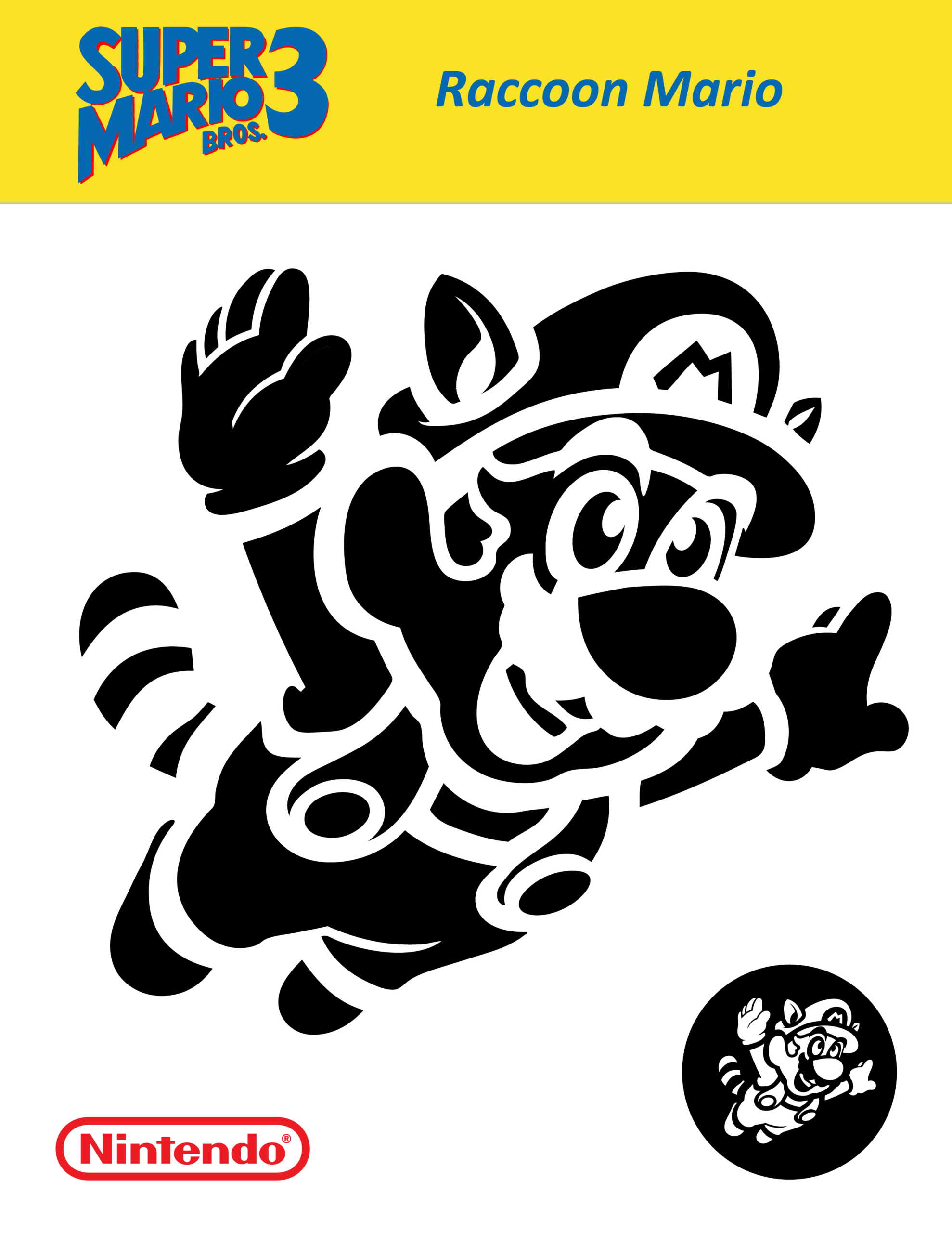Mario Bros. - Raccoon Mario (Pumpkin Stencil - Pumpkin Pattern regarding Super Mario Pumpkin Stencil Printable
