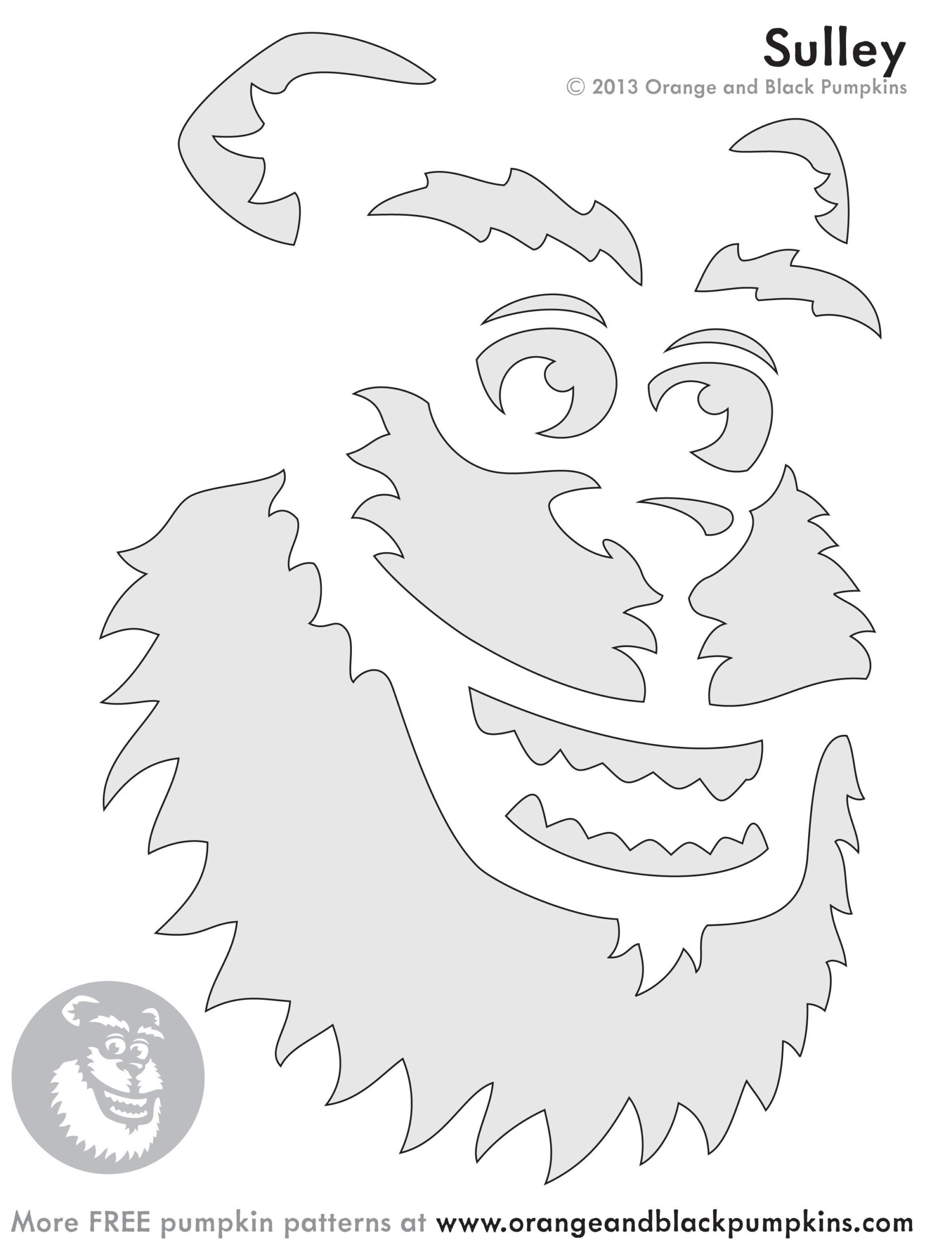 Monsters Inc: Sully (Free Pumpkin Stencil - Pumpkin Pattern regarding Printable Sully Pumpkin Stencil