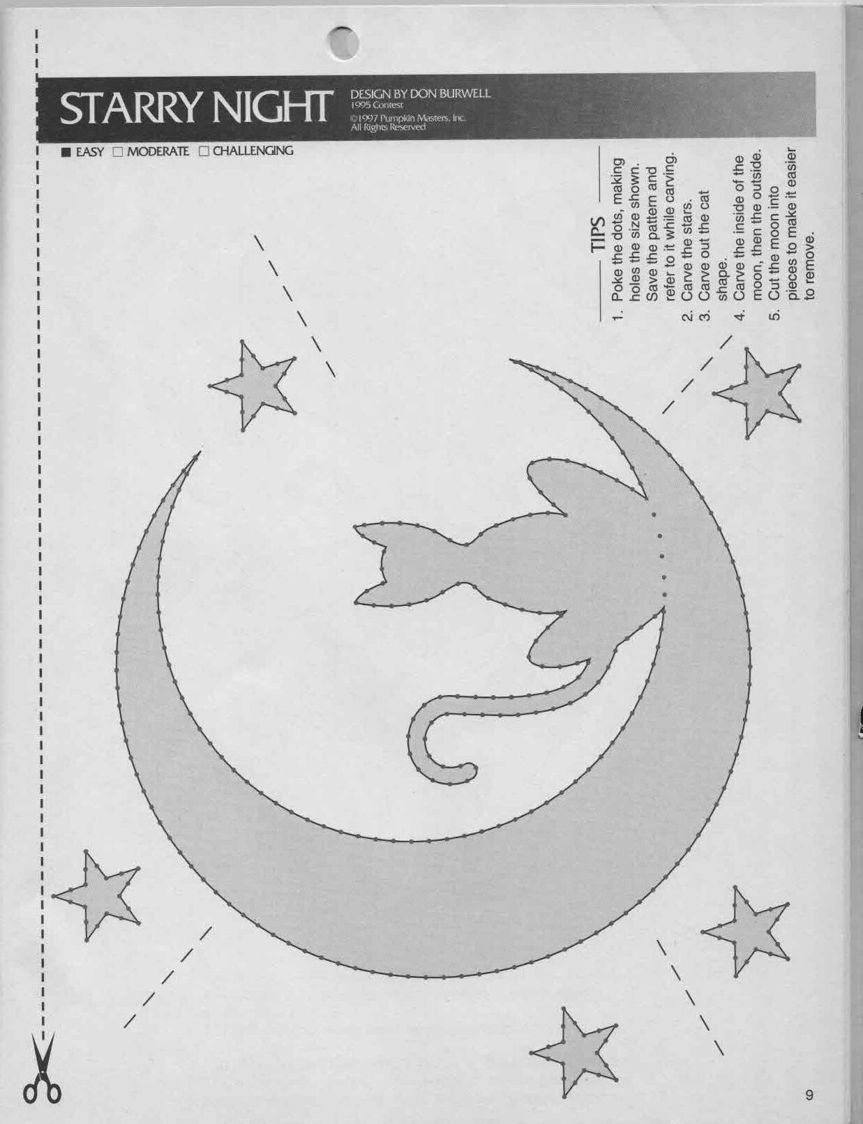 Moon &amp;amp; Cat (Pumpkin Stencil - Pumpkin Pattern - Pumpkin Template with Printable Cat And Moon Pumpkin Stencil