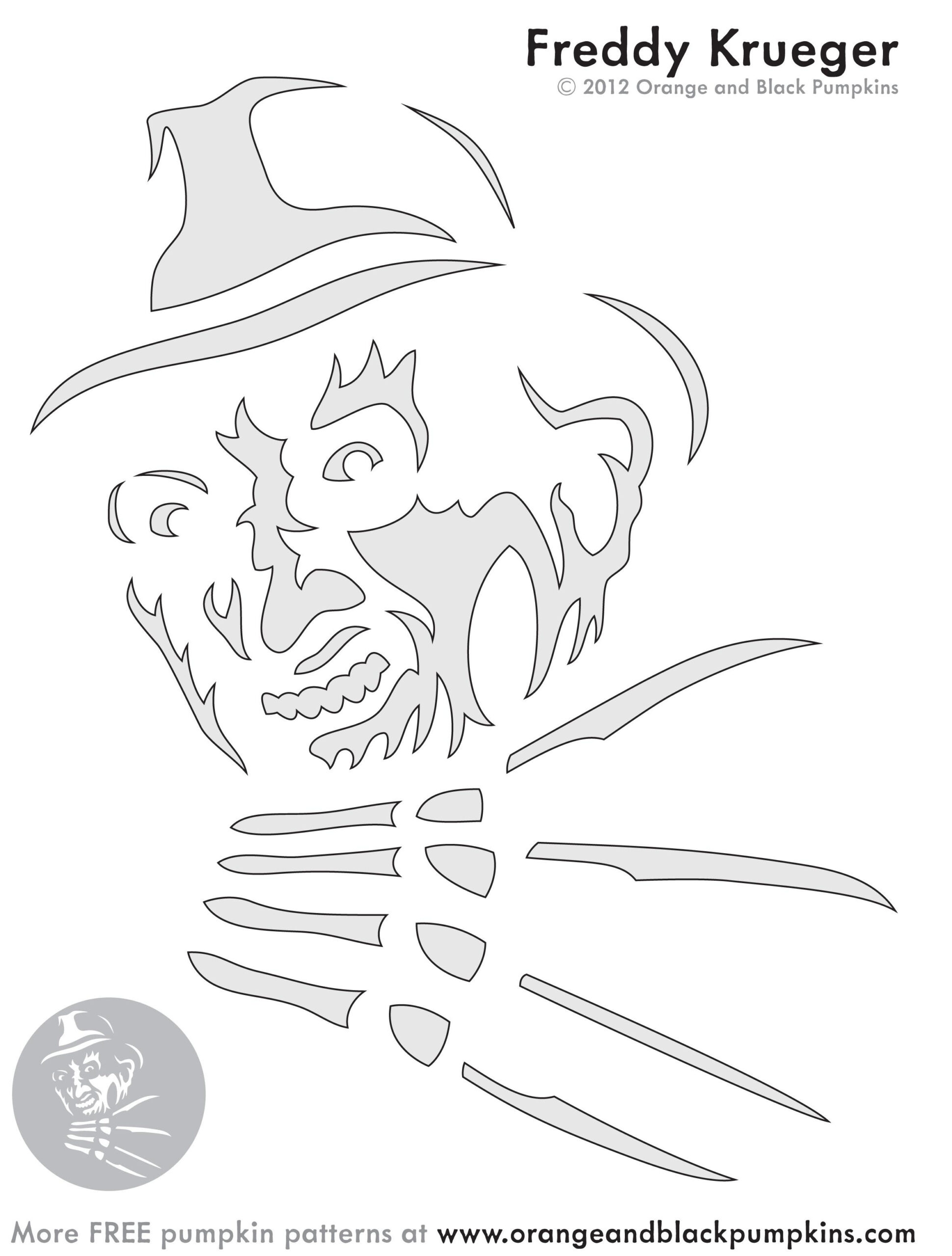 Nightmare On Elm Street: Freddy Krueger (Pumpkin Stencil - Pumpkin for Printable Freddy Krueger Pumpkin Stencils