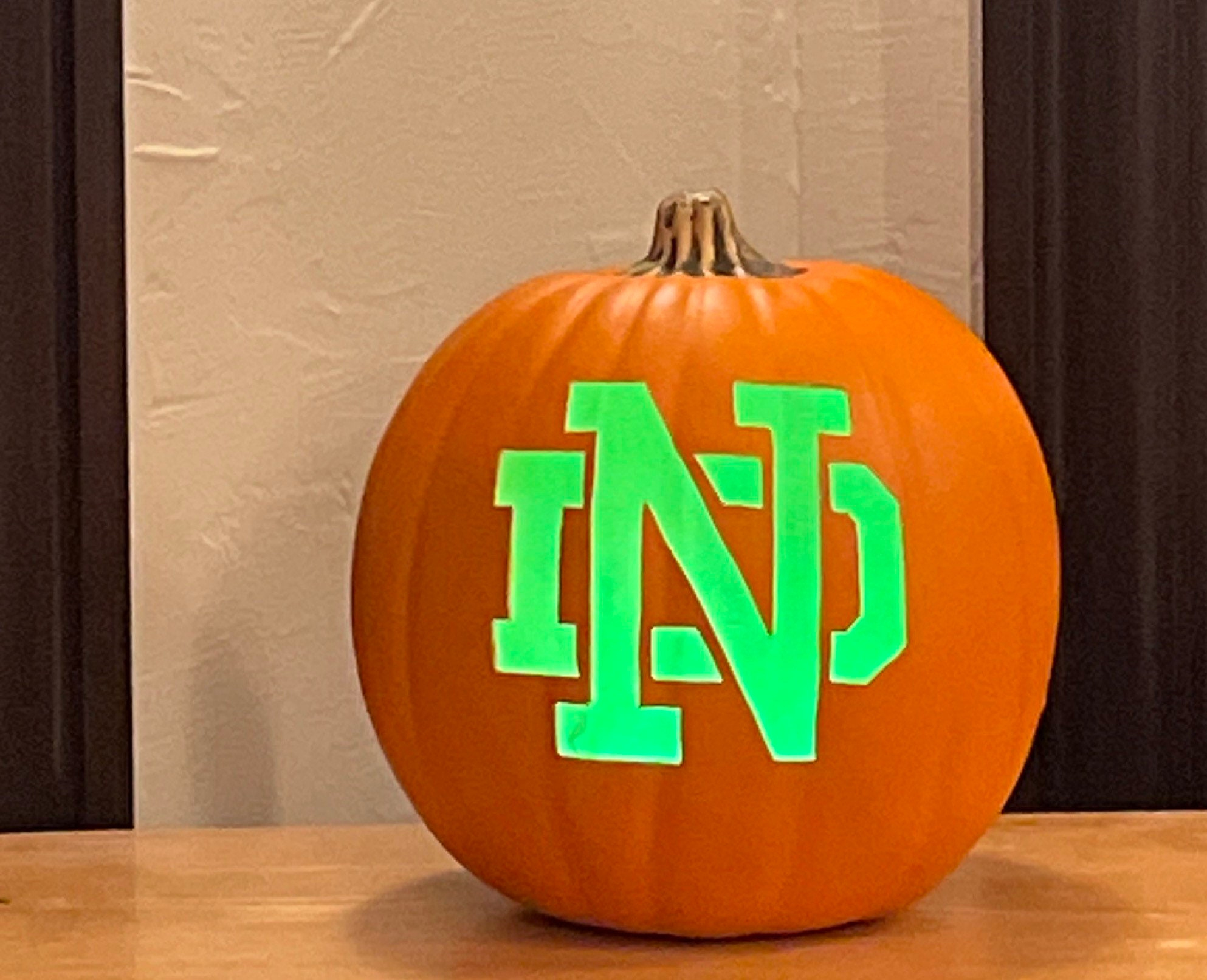 One 9” Notre Dame With Just Nd Carved Out On A Foam Pumpkin, Pick inside Notre Dame Pumpkin Stencil Printable