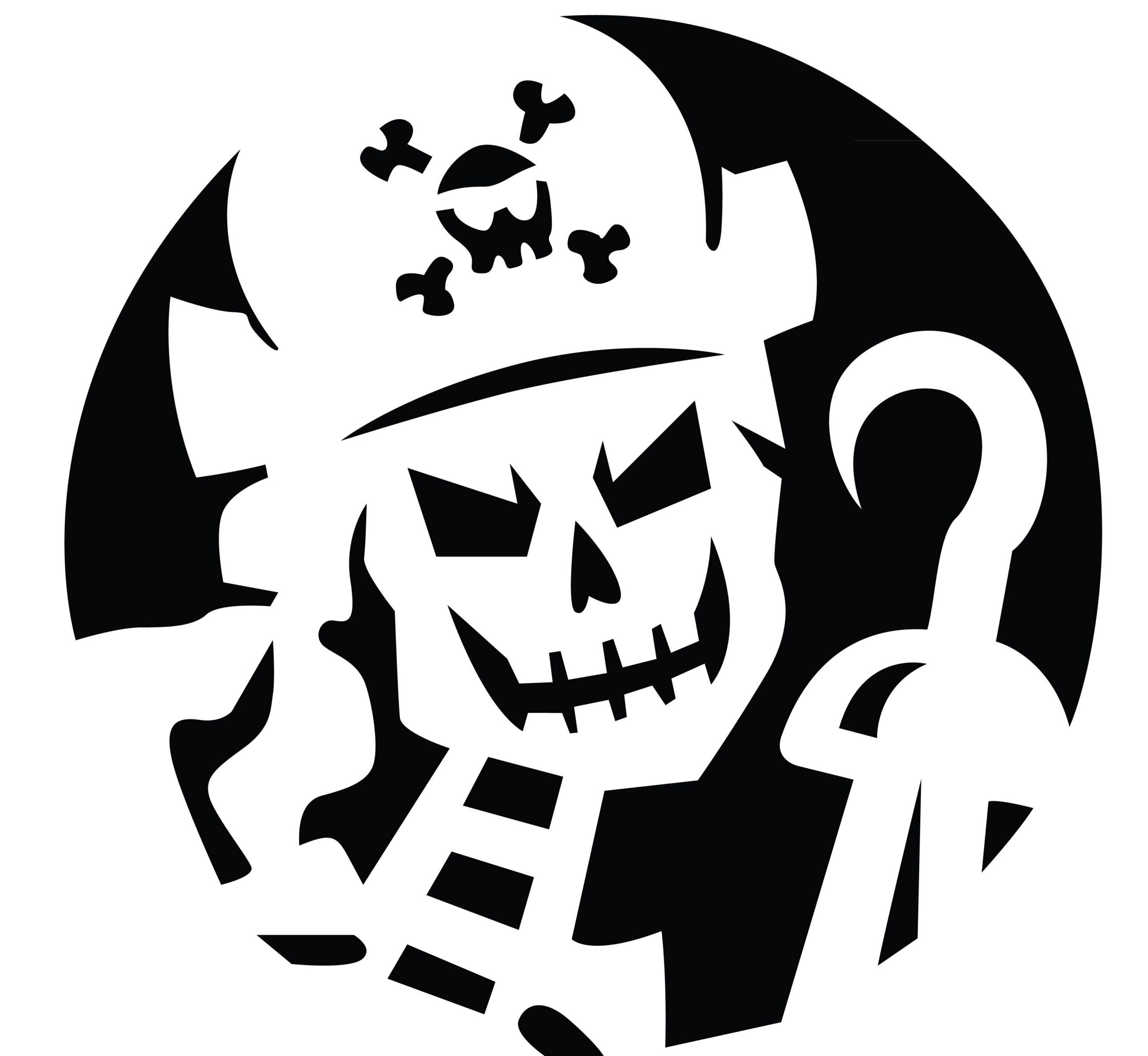 Pirate Skeleton (Pumpkin Stencil - Pumpkin Pattern - Pumpkin with Pirate Pumpkin Stencil Printable