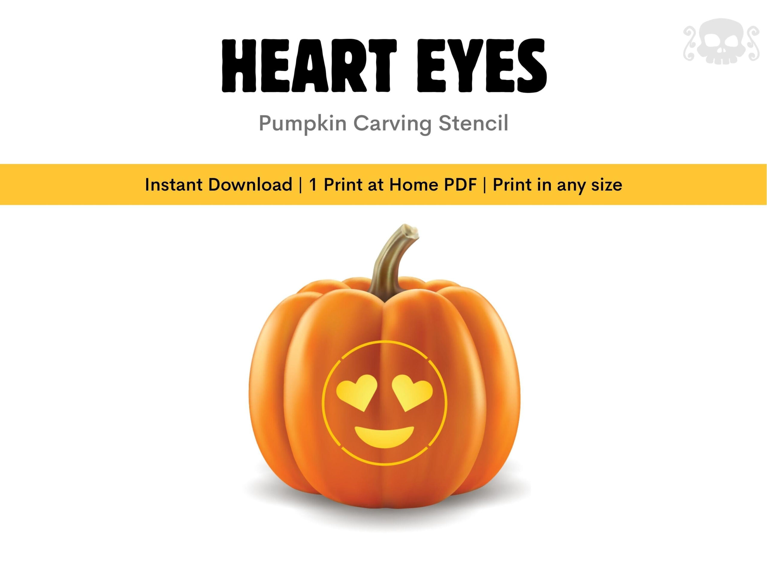 Pumpkin Heart Eyes - Etsy intended for Heart Eyes Pumpkin Stencil Printable
