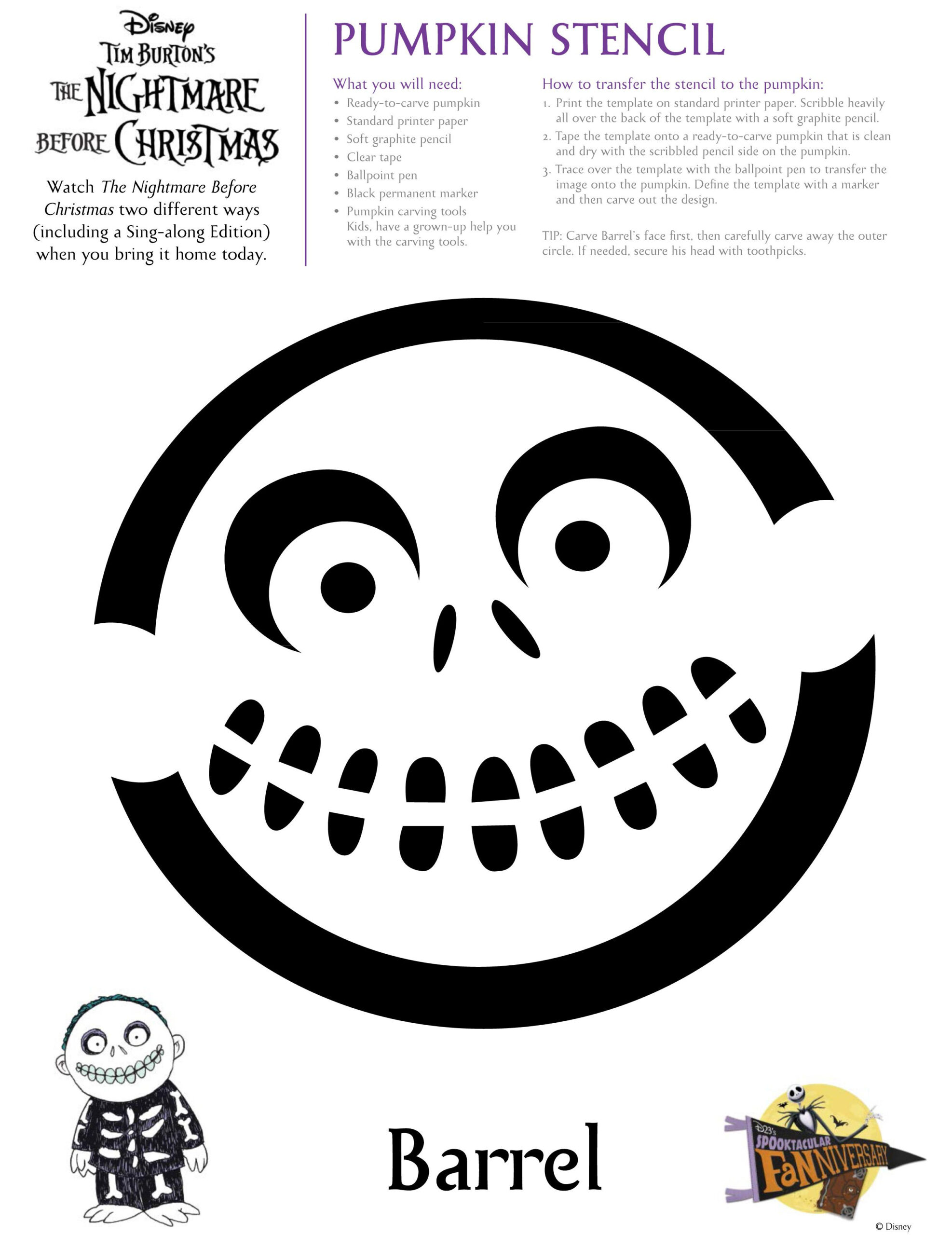 Pumpkin Stencil Nightmare Before Christmas inside Printable Nightmare Before Christmas Pumpkin Carving Stencils