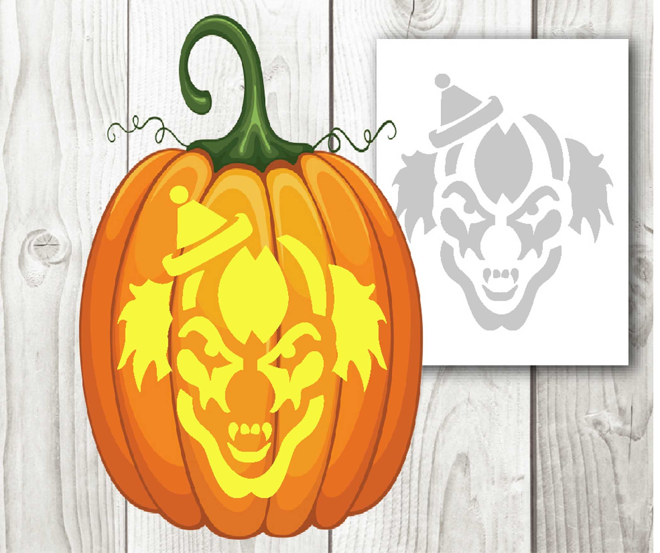 Scary Clown, Halloween, Pumpkin Carving, Stencil, Templates for Printable Clown Pumpkin Stencils