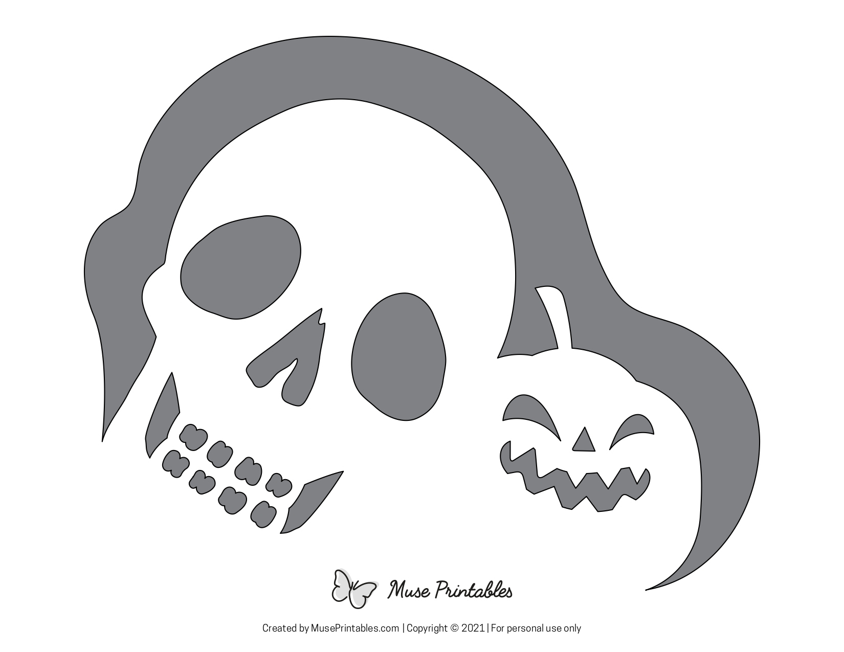 Skeleton Skull (Free Pumpkin Stencil - Pumpkin Pattern - Pumpkin for Printable Skeleton Pumpkin Stencil