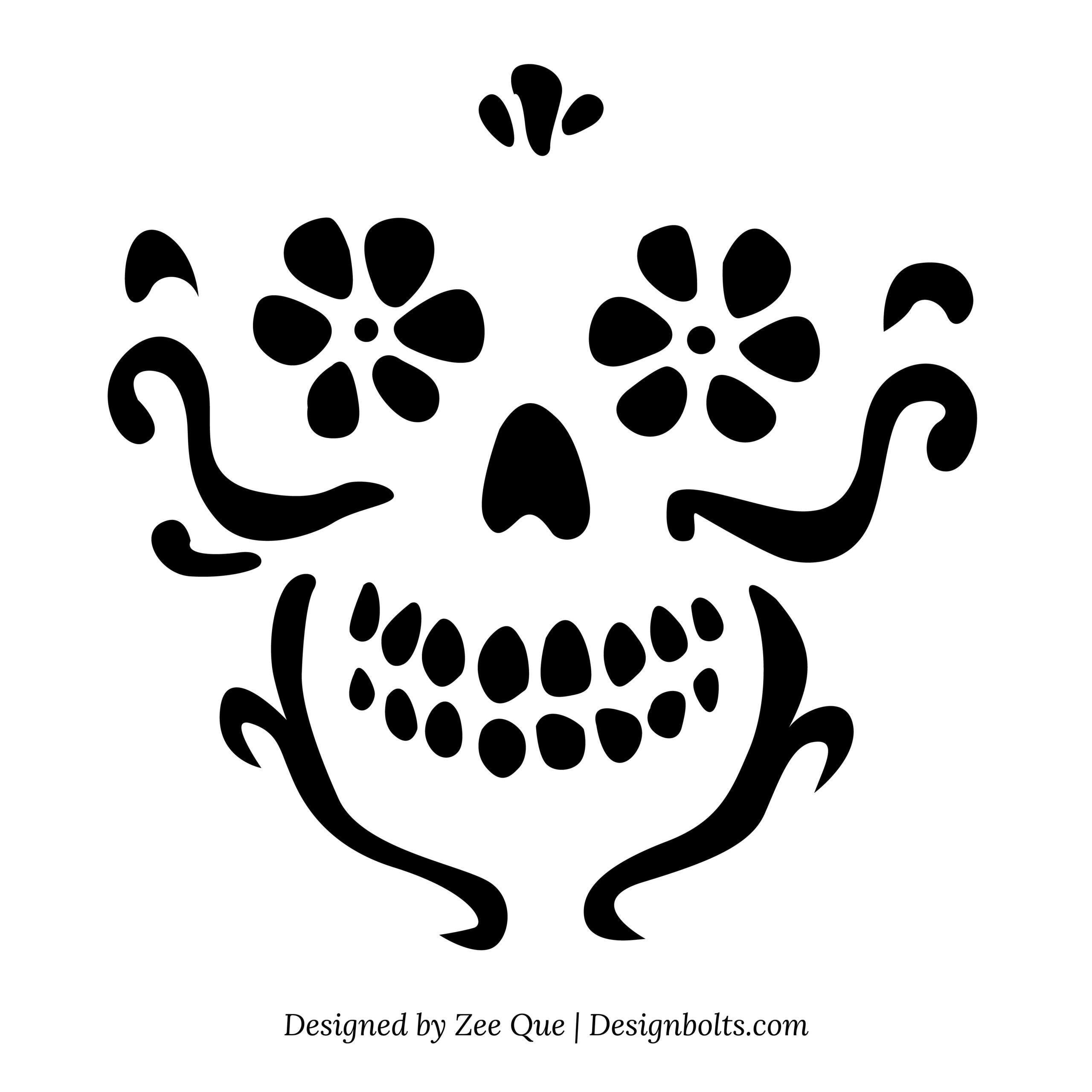 Skeleton / Sugar Skull (Free Pumpkin Stencil - Pumpkin Pattern with regard to Easy Printable Sugar Skull Pumpkin Stencil