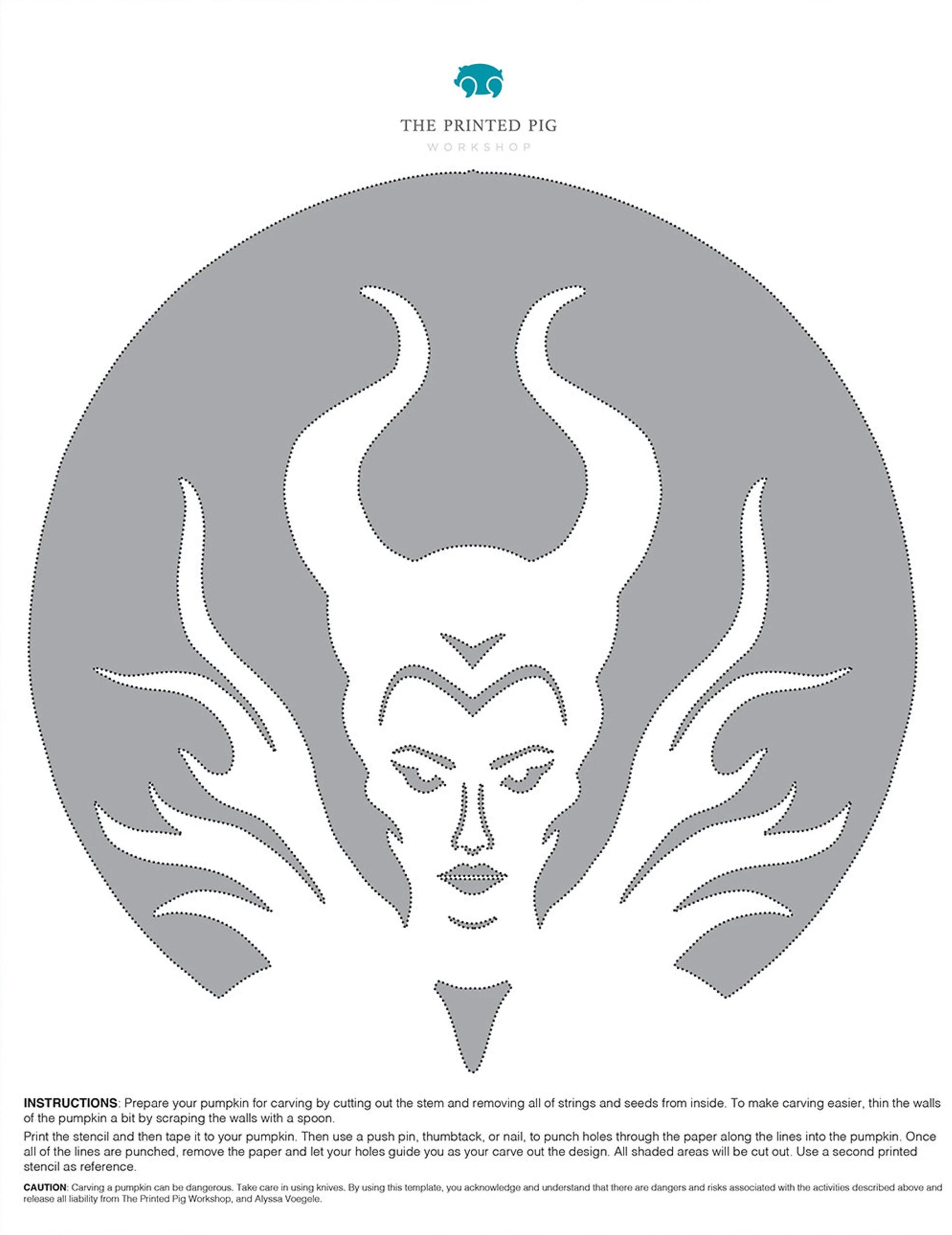 Sleeping Beauty: Maleficent (Free Pumpkin Stencil - Pumpkin in Printable Maleficent Pumpkin Stencil