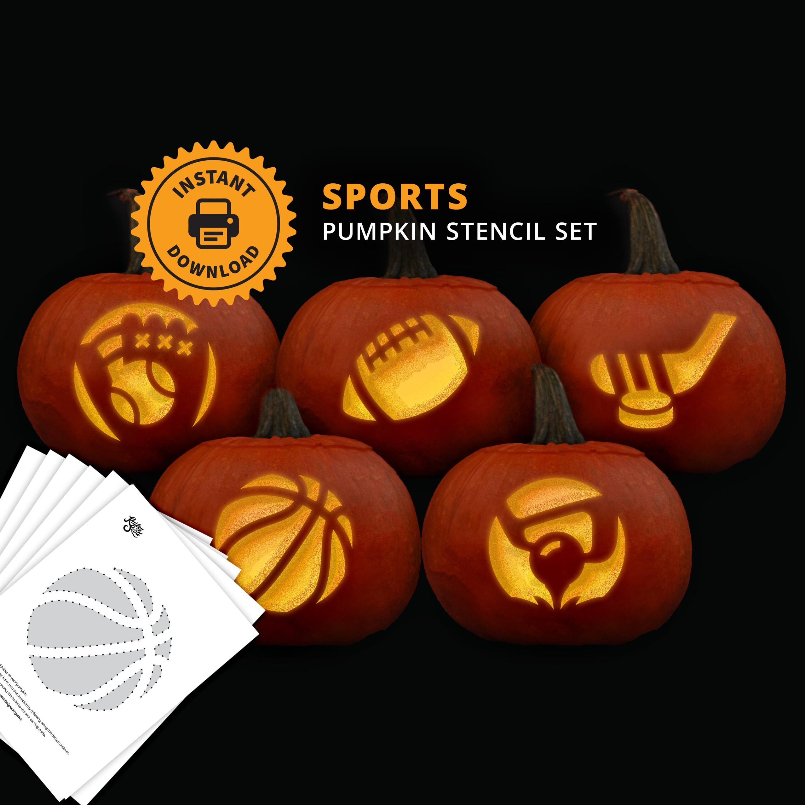 Sports Printable Pumpkin Carving Stencil Set - Football throughout Printable Vikings Pumpkin Stencil