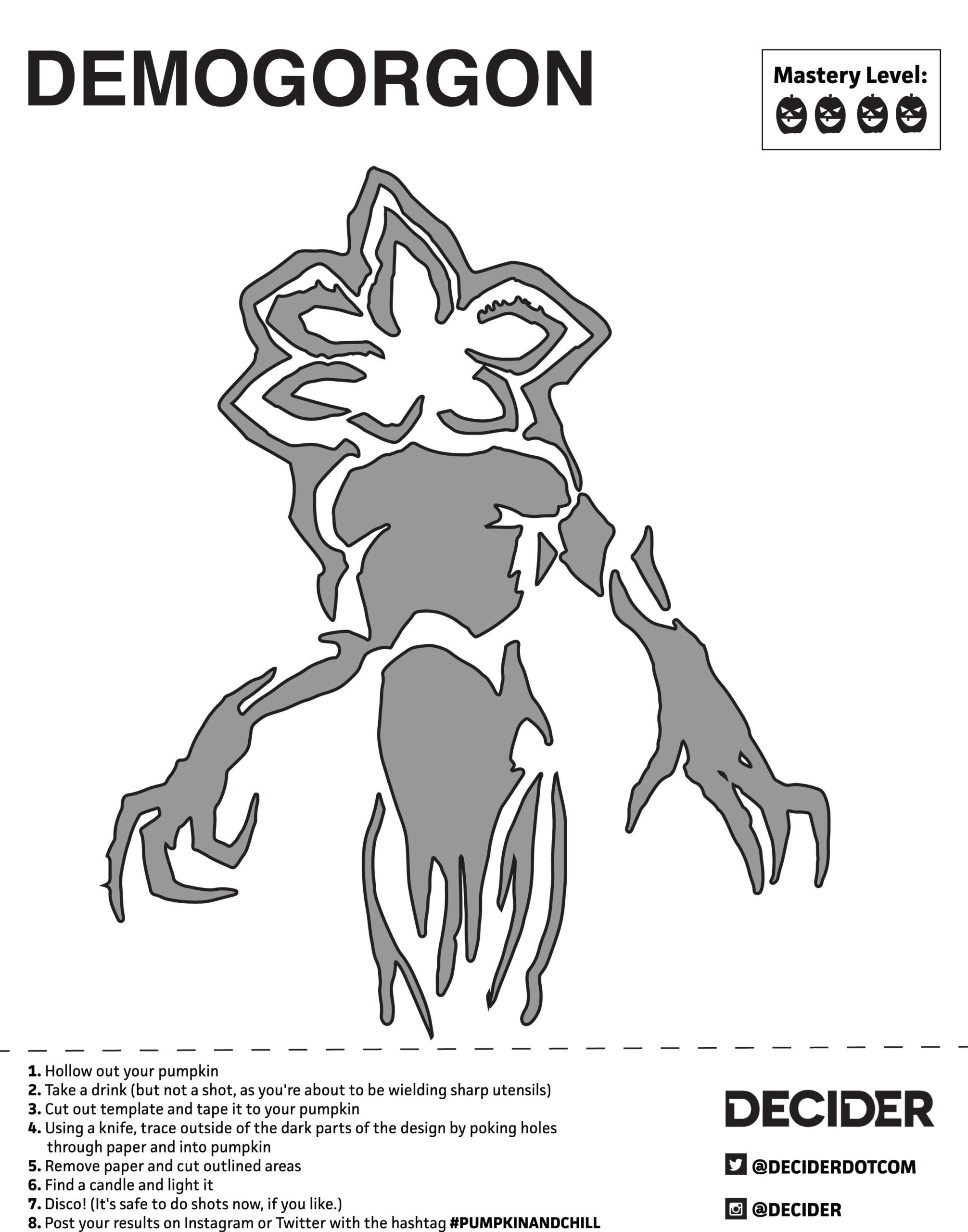 Stranger Things: Demogorgon (Pumpkin Stencil - Pumpkin Pattern with Stranger Things Pumpkin Stencil Printable