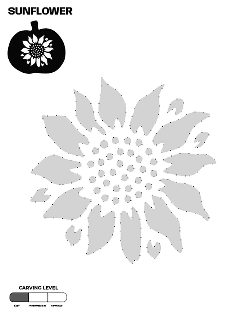 Sunflower (Free Pumpkin Stencil - Pumpkin Pattern - Pumpkin in Printable Flower Pumpkin Stencils