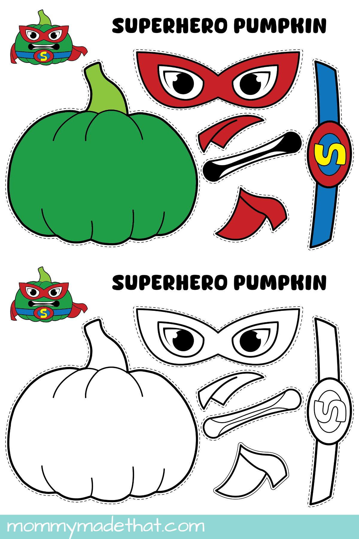 Superhero Pumpkin Craft Printable in Disguise A Pumpkin Printable