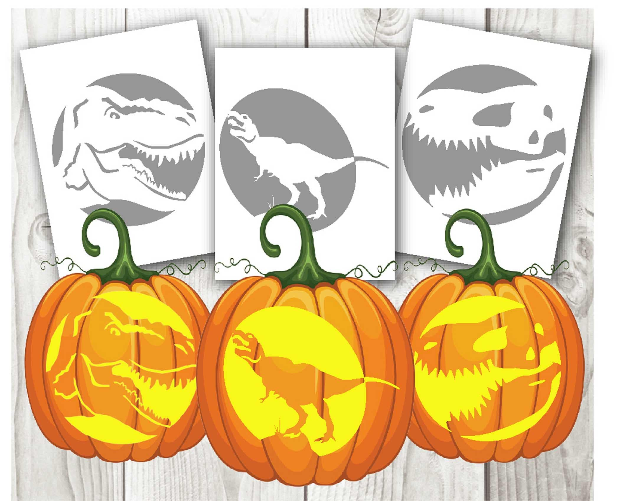 T-Rex Pumpkin Carving, Stencil, Dinocsaur, Halloween, Template for Jurassic Park Pumpkin Stencil Printable