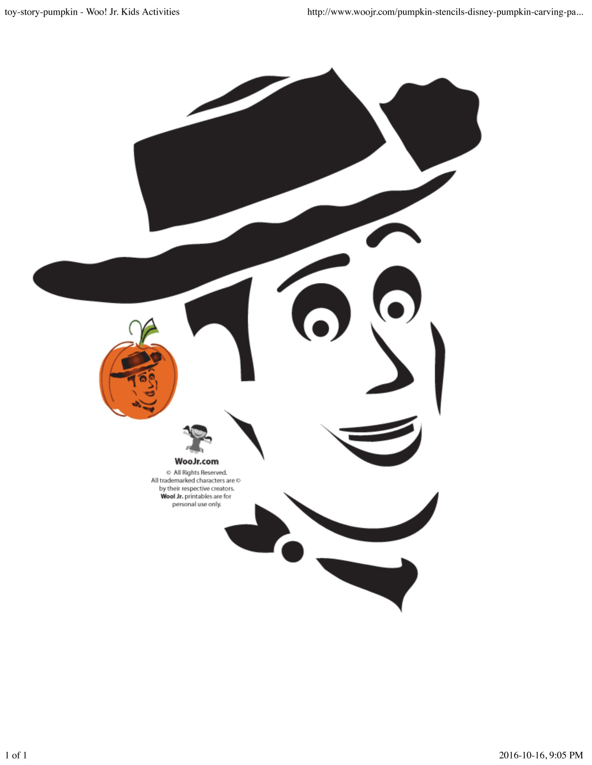 Toy Story: Woody (Pumpkin Stencil - Pumpkin Pattern - Pumpkin inside Printable Toy Story Pumpkin Stencil