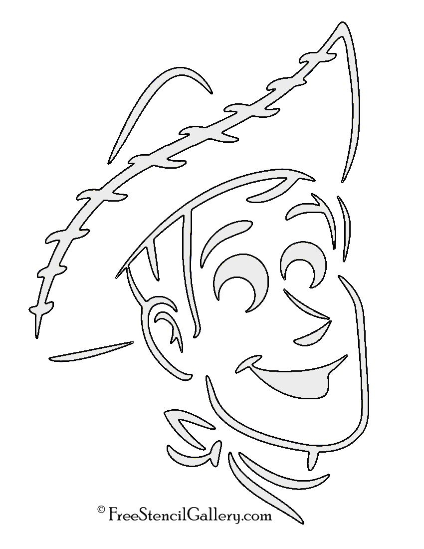 Toy Story - Woody Stencil in Printable Toy Story Pumpkin Stencil