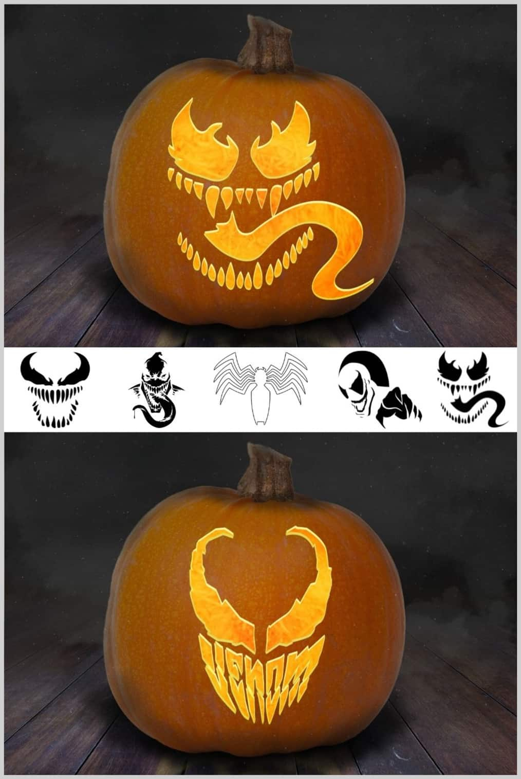 Venom Pumpkin Carving Stencils: 10 Printable Templates regarding Venom Pumpkin Stencils Printable