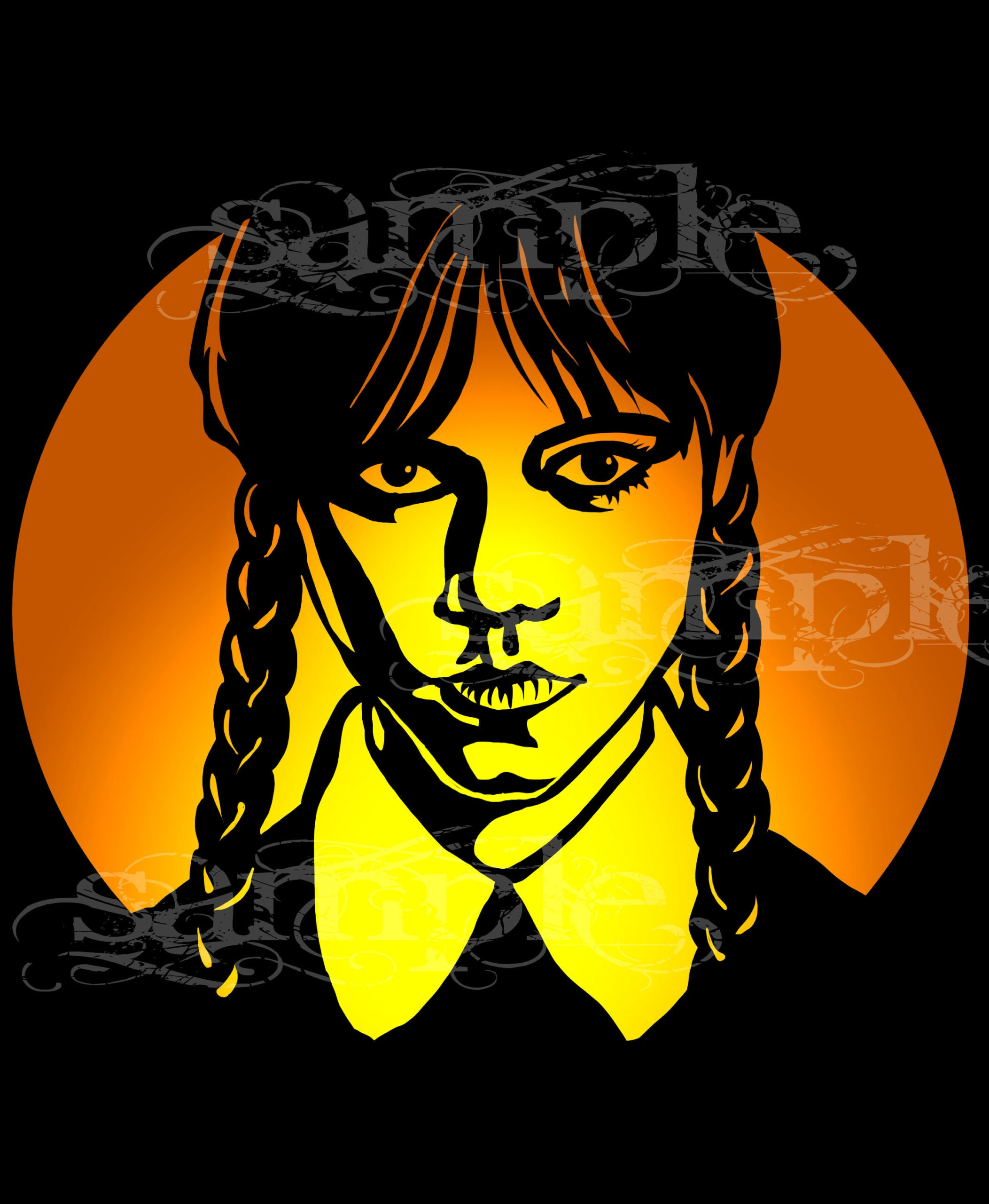 Wednesday Pumpkin Carving Template, Cricut, Svg, Png, Jpg File for Wednesday Addams Pumpkin Stencil Printable