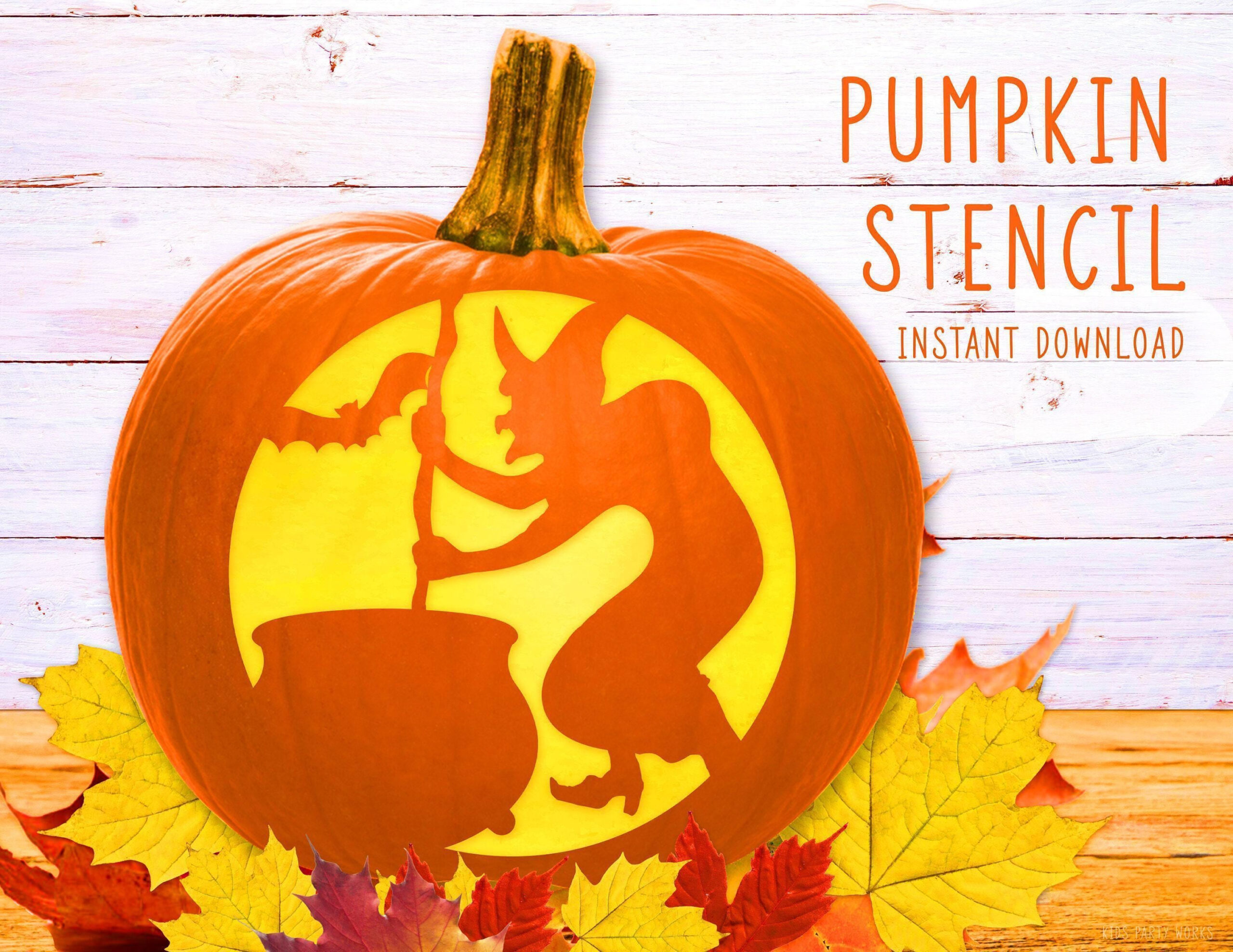 Witch Pumpkin Stencil, Printable Pumpkin Stencil, Jack O' Lantern pertaining to Printable Witch Pumpkin Stencil