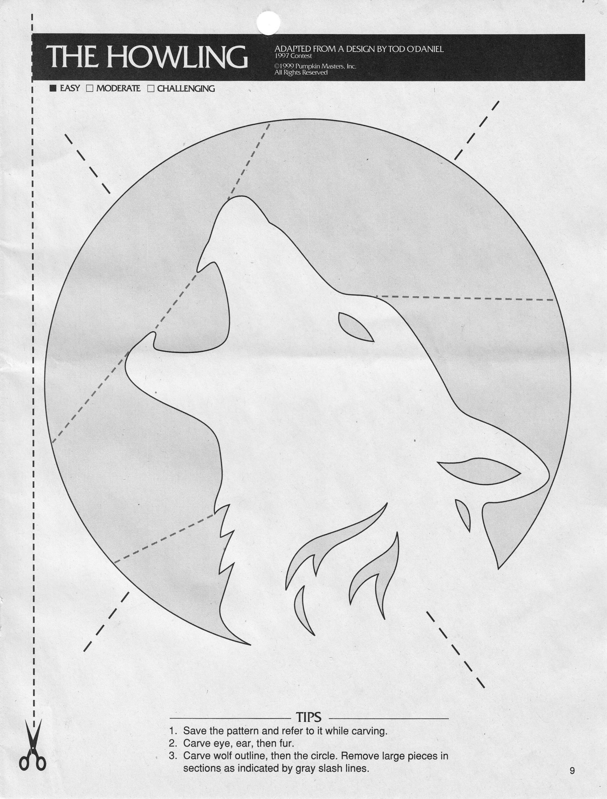 Wolf (Pumpkin Stencil - Pumpkin Pattern - Pumpkin Template - Jack with Free Printable Wolf Pumpkin Stencils