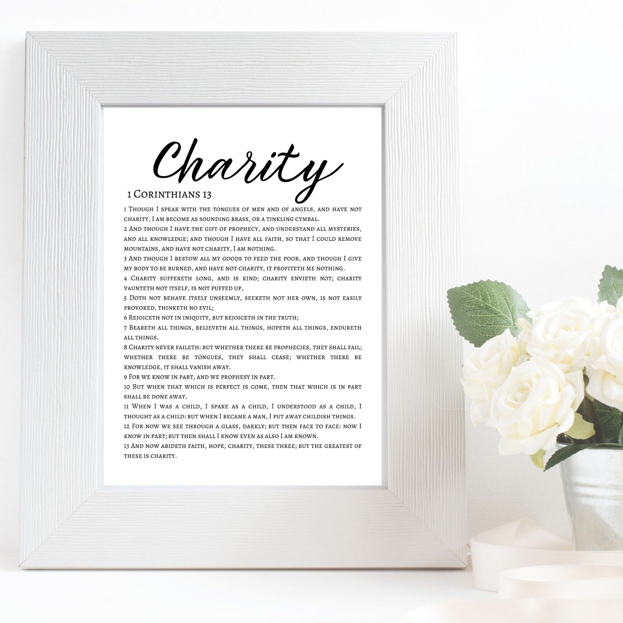 1 Corinthians 13 Kjv Scripture Printable, Bible Verse Wall Art pertaining to Printable 1 Corinthians 13