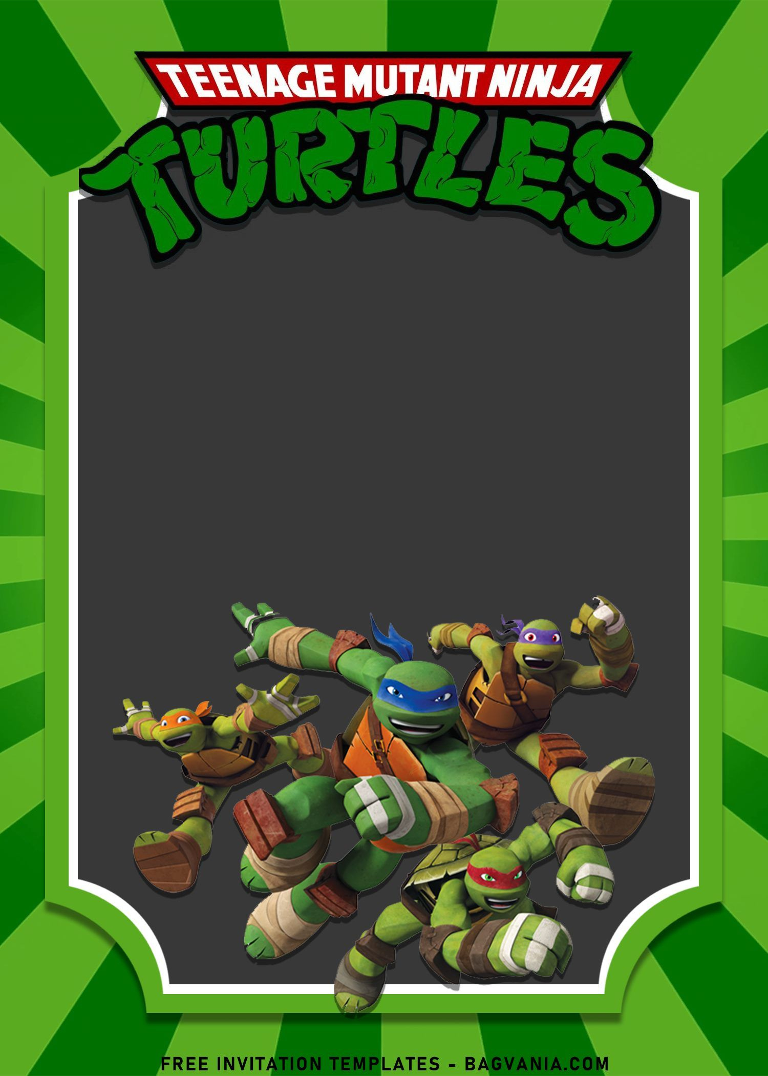 10+ Awesome Teenage Mutant Ninja Turtles Birthday Invitation with Free Printable Tmnt Birthday Invitations