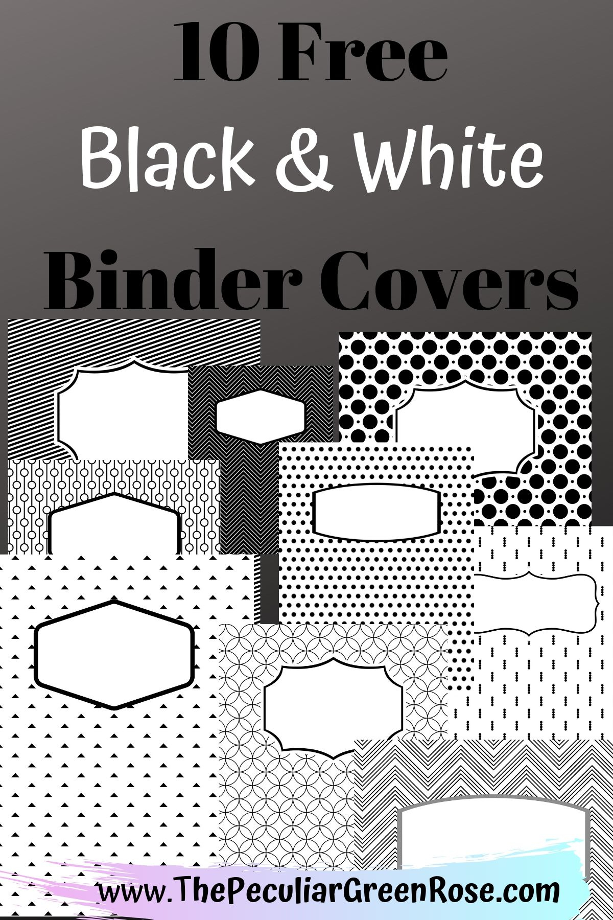 10 Free Variety Black &amp;amp;Amp; White Binder Covers - The Peculiar throughout Free Editable Printable Binder Covers And Spines Black And White