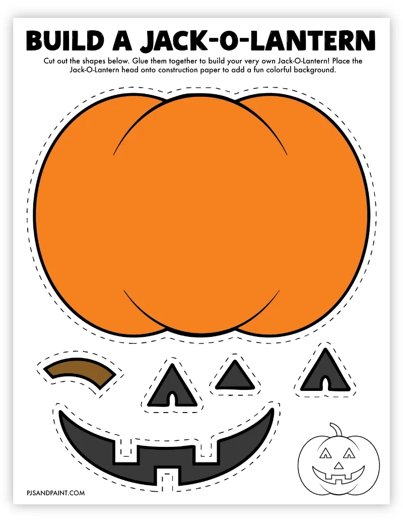 10 Full Color Halloween Themed Cut And Paste Crafts - Pjs And Paint inside Cut and Paste Halloween Printables