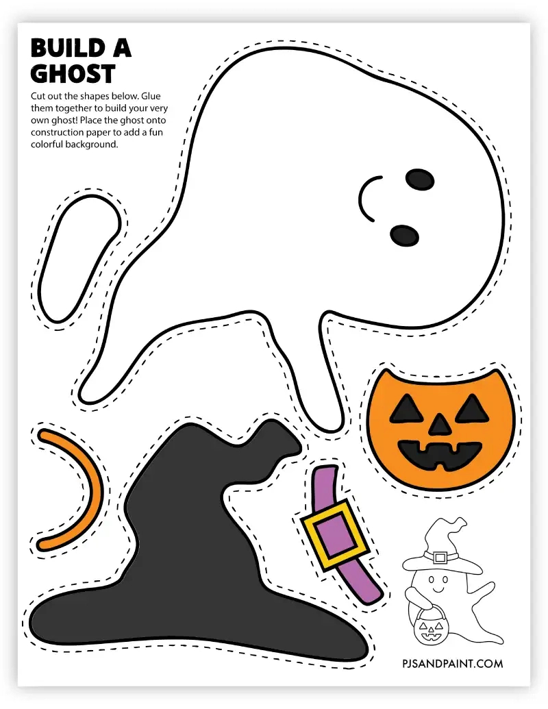 10 Full Color Halloween Themed Cut And Paste Crafts - Pjs And Paint throughout Cut And Paste Halloween Printables