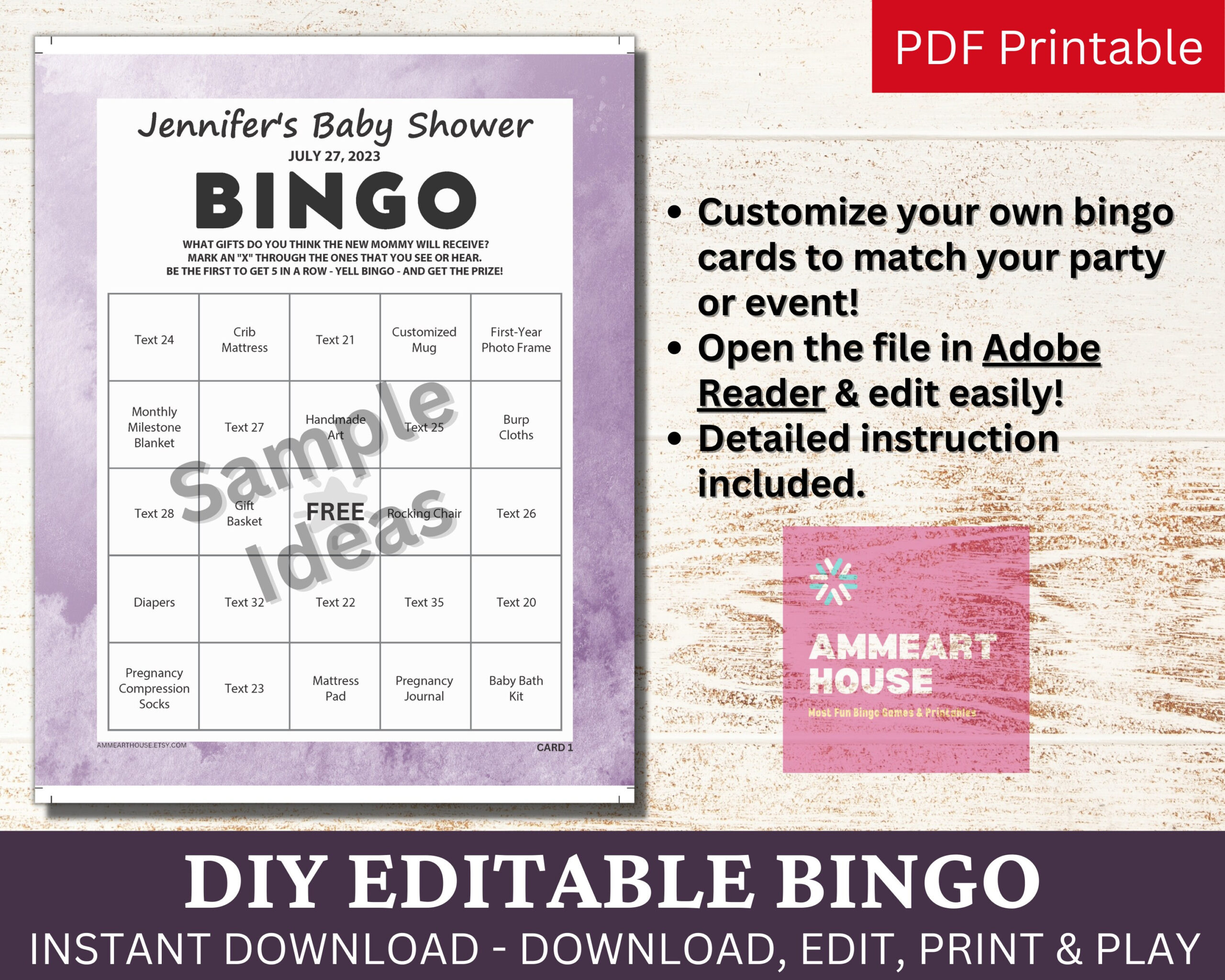 100 Editable Bingo Watercolor Purple Template Pdf, Diy Fillable intended for Sssniperwolf Bingo Card Generator