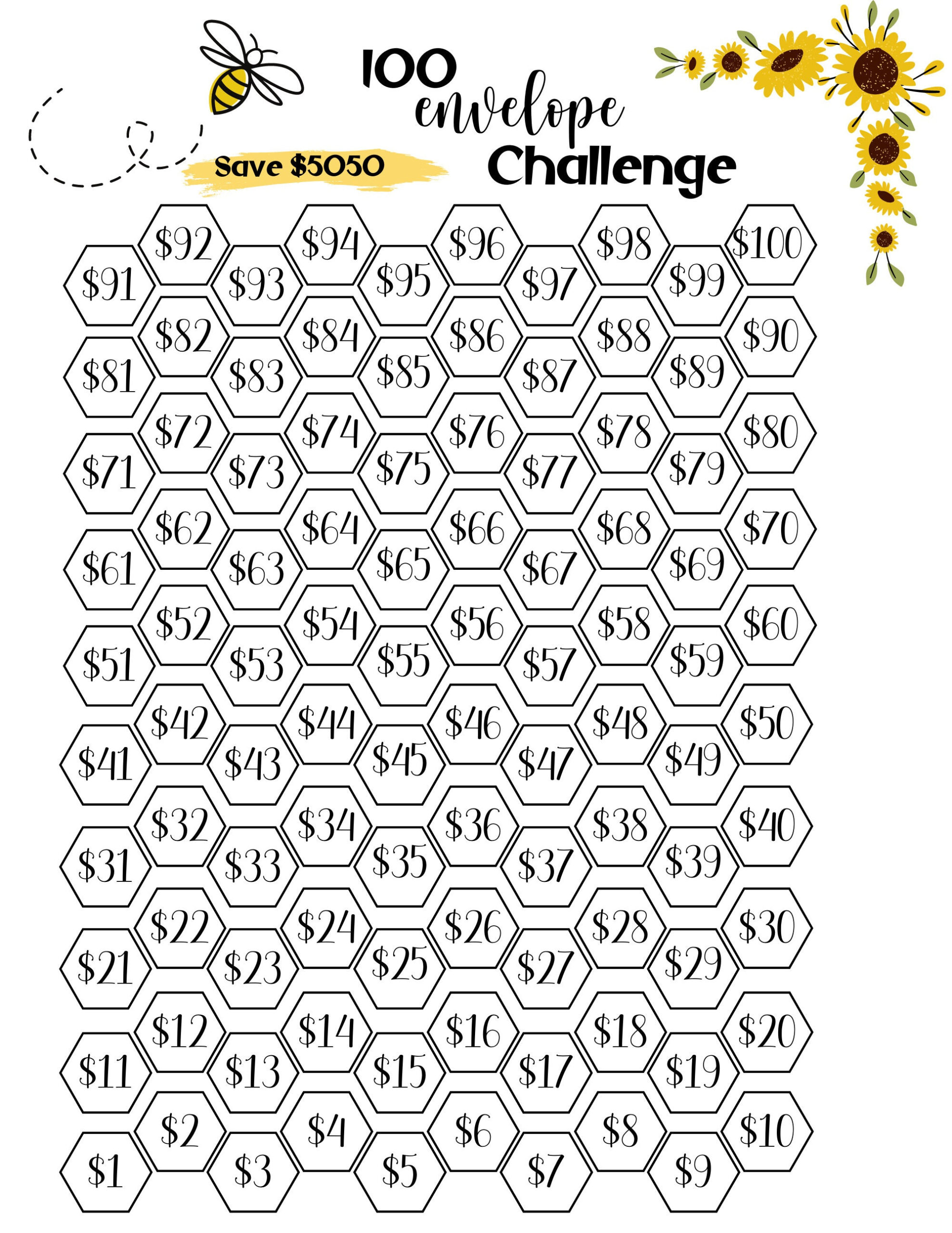 100 Envelope Challenge Tracker, Druckbares Sparziel, Geld Herausforderung,  Budget Tracker, Dave Ramsey, Finanzieller Frieden, Leben Wie Kein Anderer in Free Printable 100 Envelope Challenge