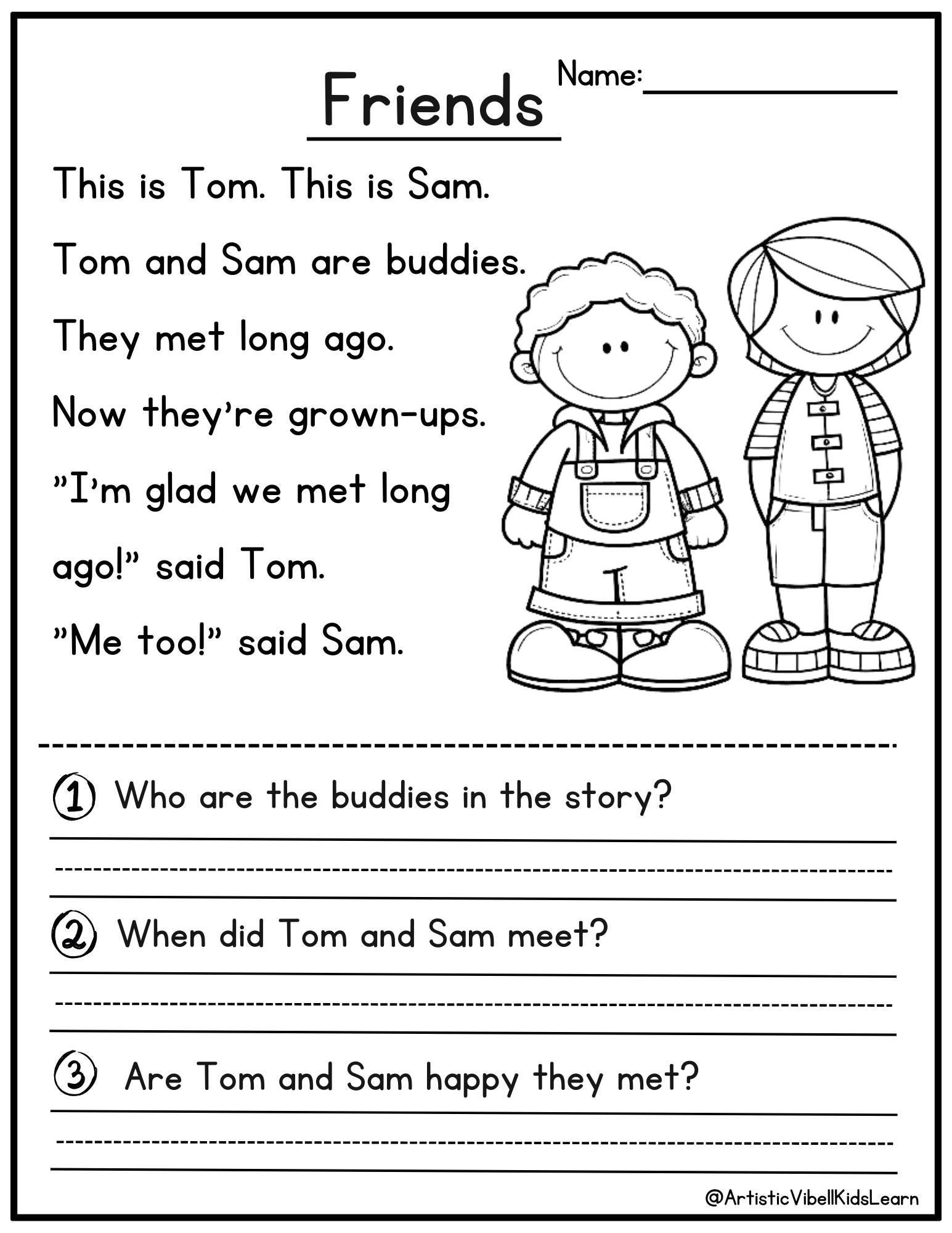 100 First Grade Reading Comprehension Passages Worksheets in Reading Worksheets Printable For Grade 1