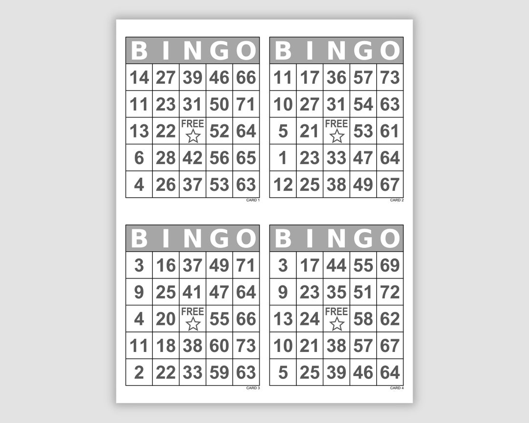 1000 Bingo Cards Pdf Download, 1, 2, And 4 Per Page, Large Print intended for Large Print Bingo Cards