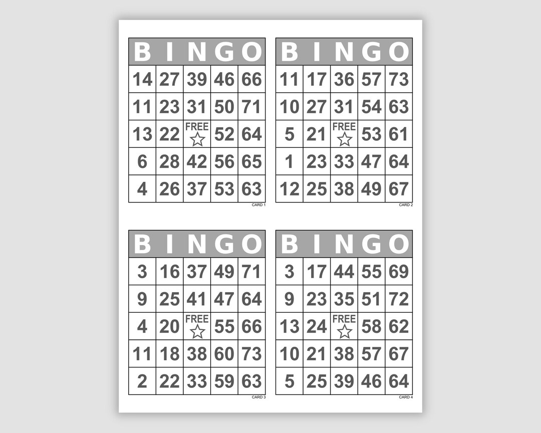 1000 Bingo Cards Pdf Download, 1, 2, And 4 Per Page, Large Print within Large Bingo Cards Printable