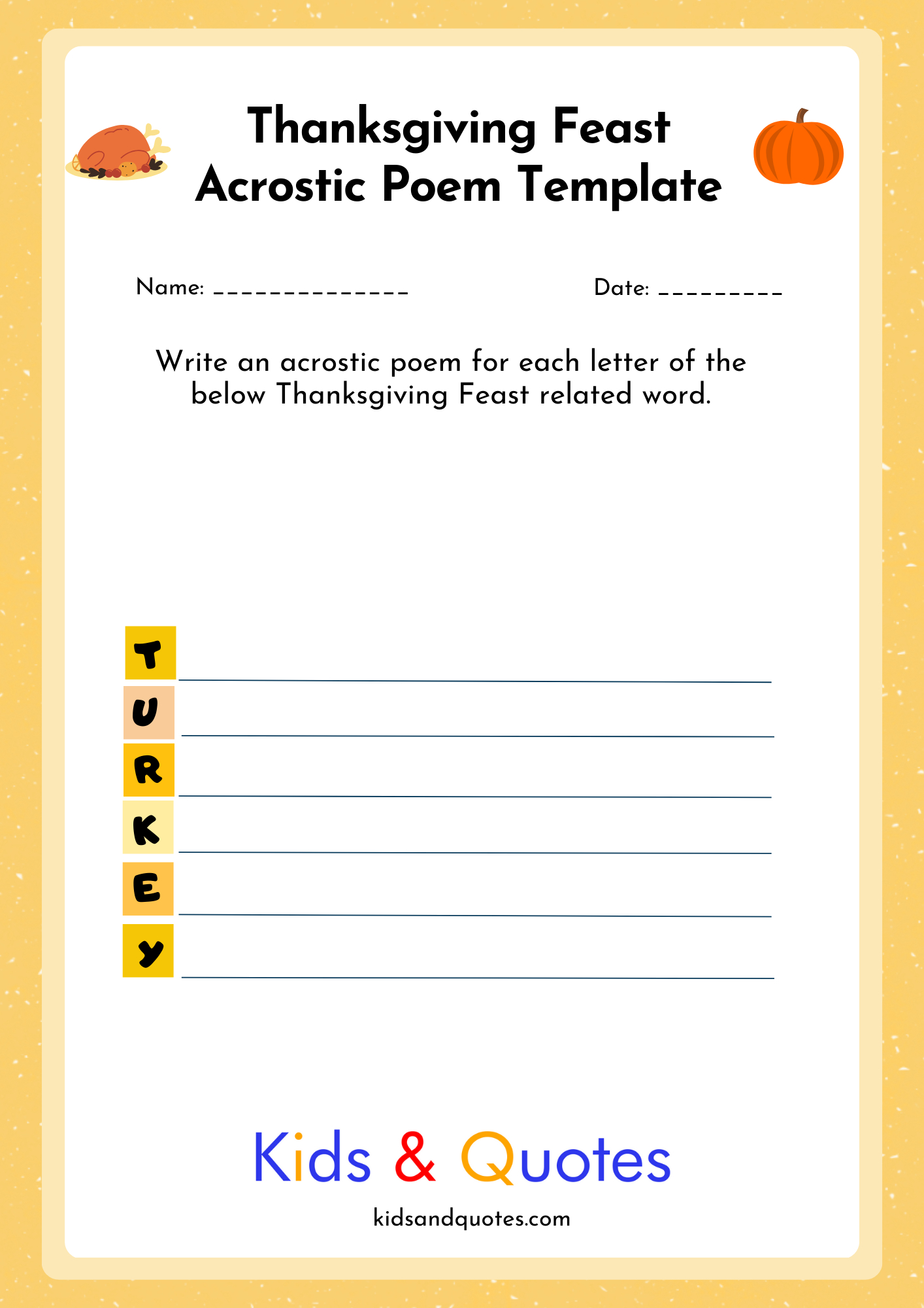 11 Thanksgiving Acrostic Poem Templates (Free Printables Included pertaining to Free Thanksgiving Acrostic Poem Template