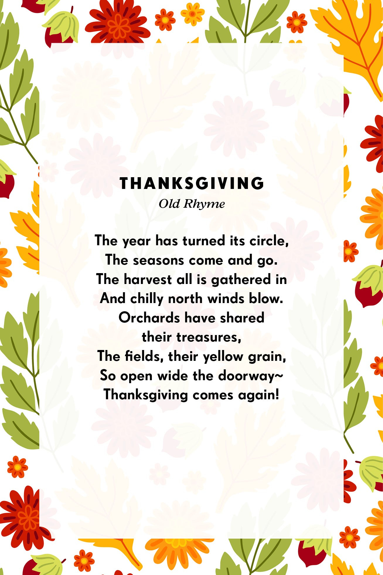 11 Thanksgiving Poems For Family throughout Thanksgiving Poems That Rhyme