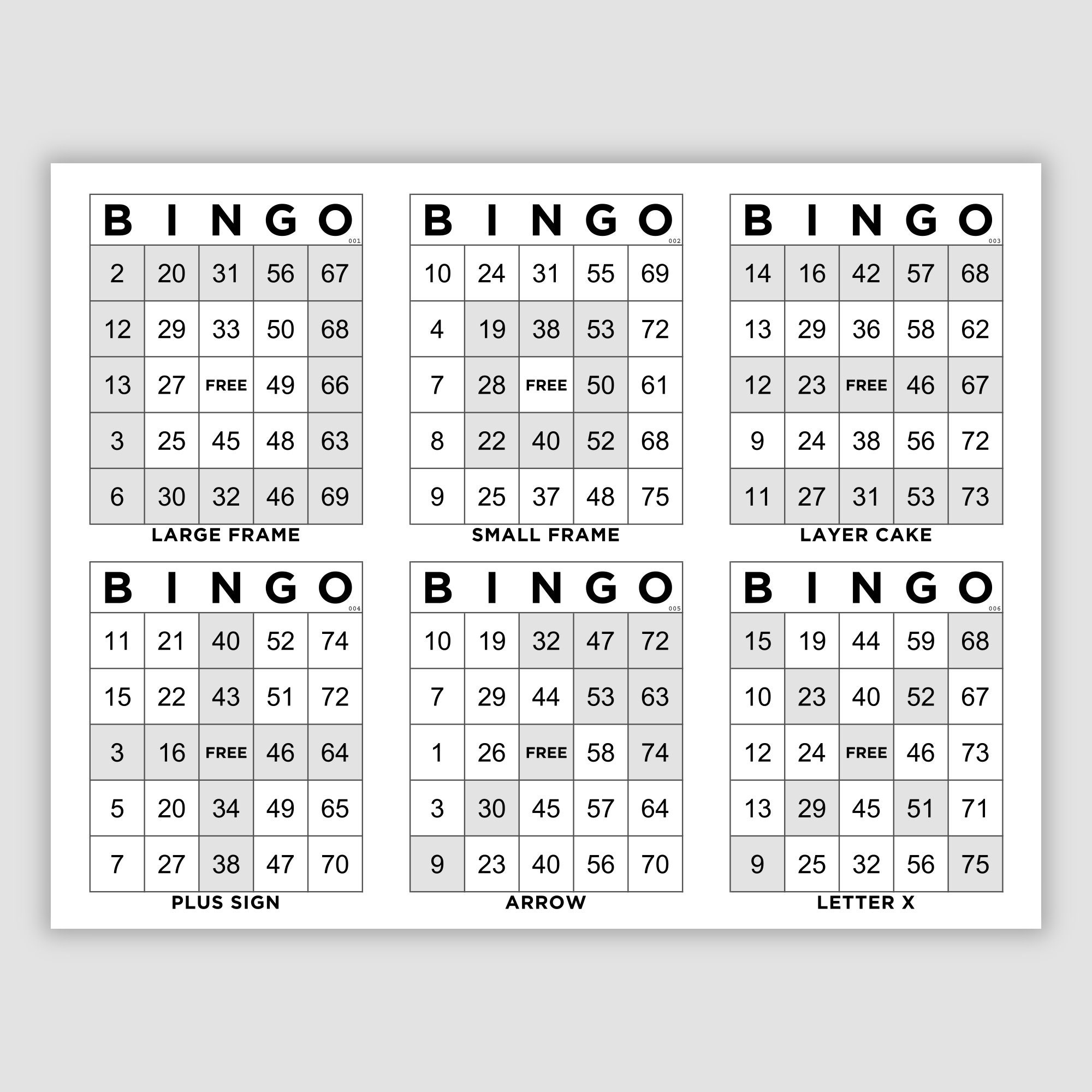 1200 Bingo Cards Pdf Download, 6 Per Page And 1 Per Page Jumbo inside Printable Bingo Cards 4 Per Page