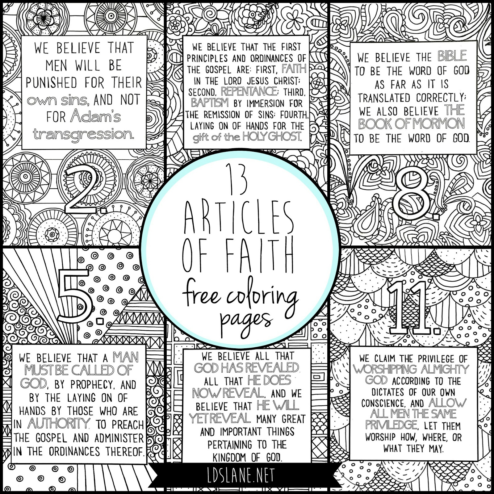 13 Articles Of Faith Coloring Pages throughout Articles of Faith Printables