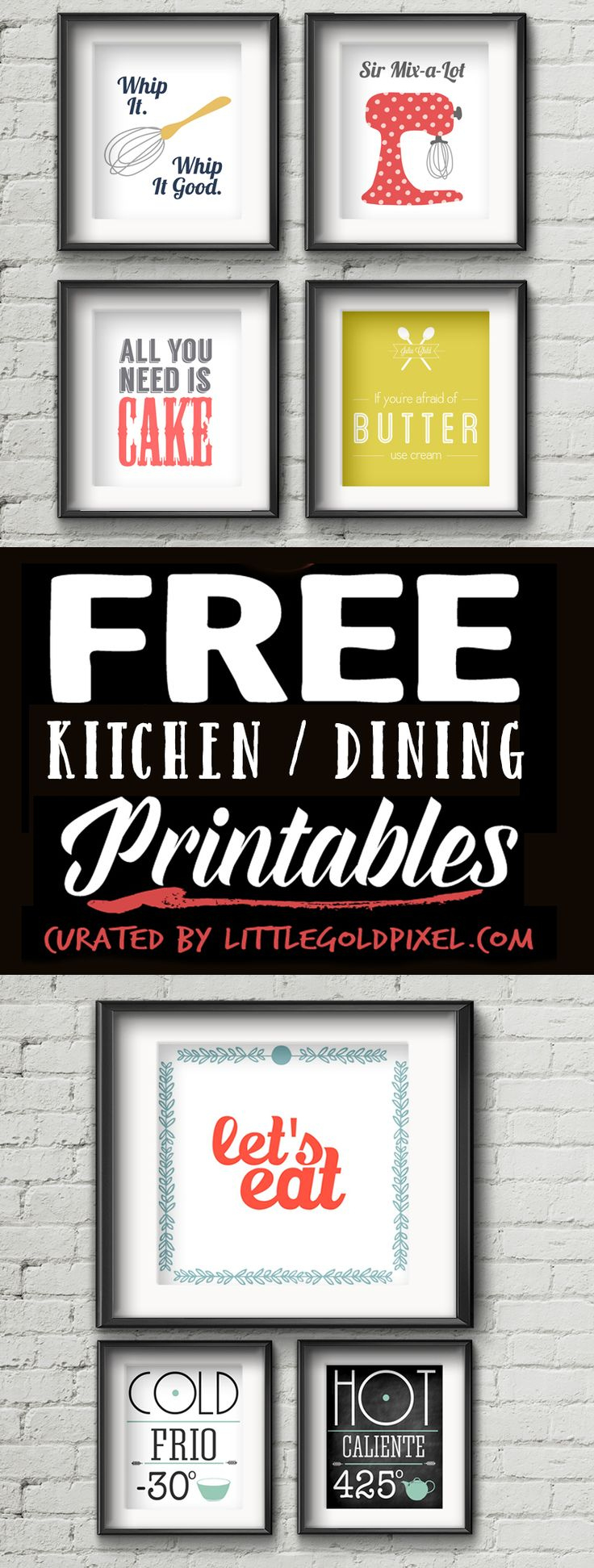 20 Kitchen Free Printables • Wall Art Roundup • Little Gold Pixel pertaining to Free Kitchen Wall Art Printables